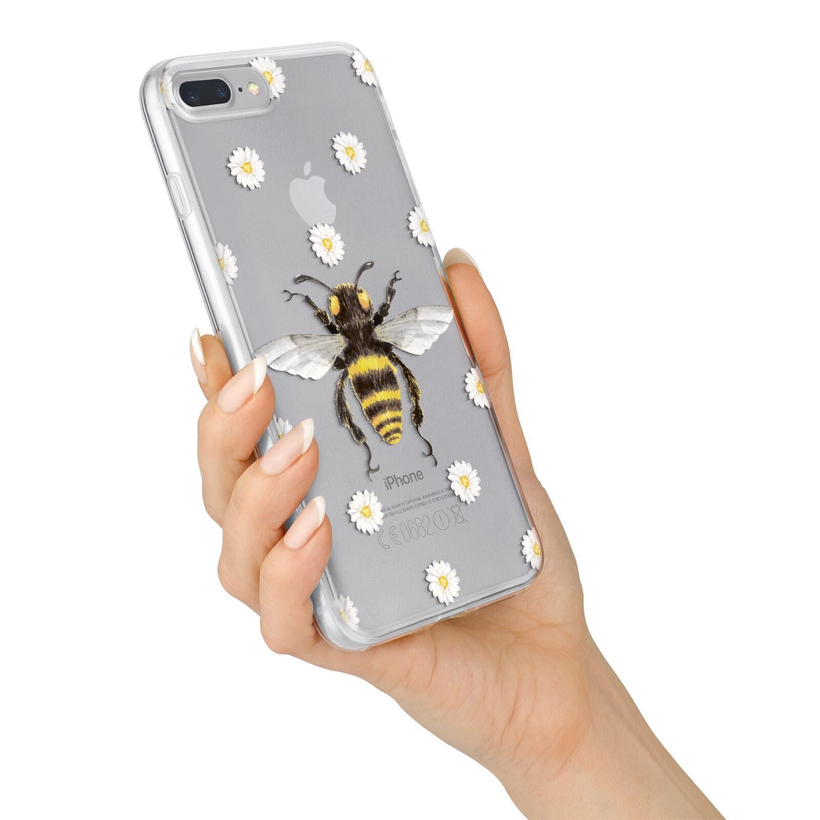 Bee Illustration with Daisies iPhone 7 Plus Bumper Case on Silver iPhone Alternative Image