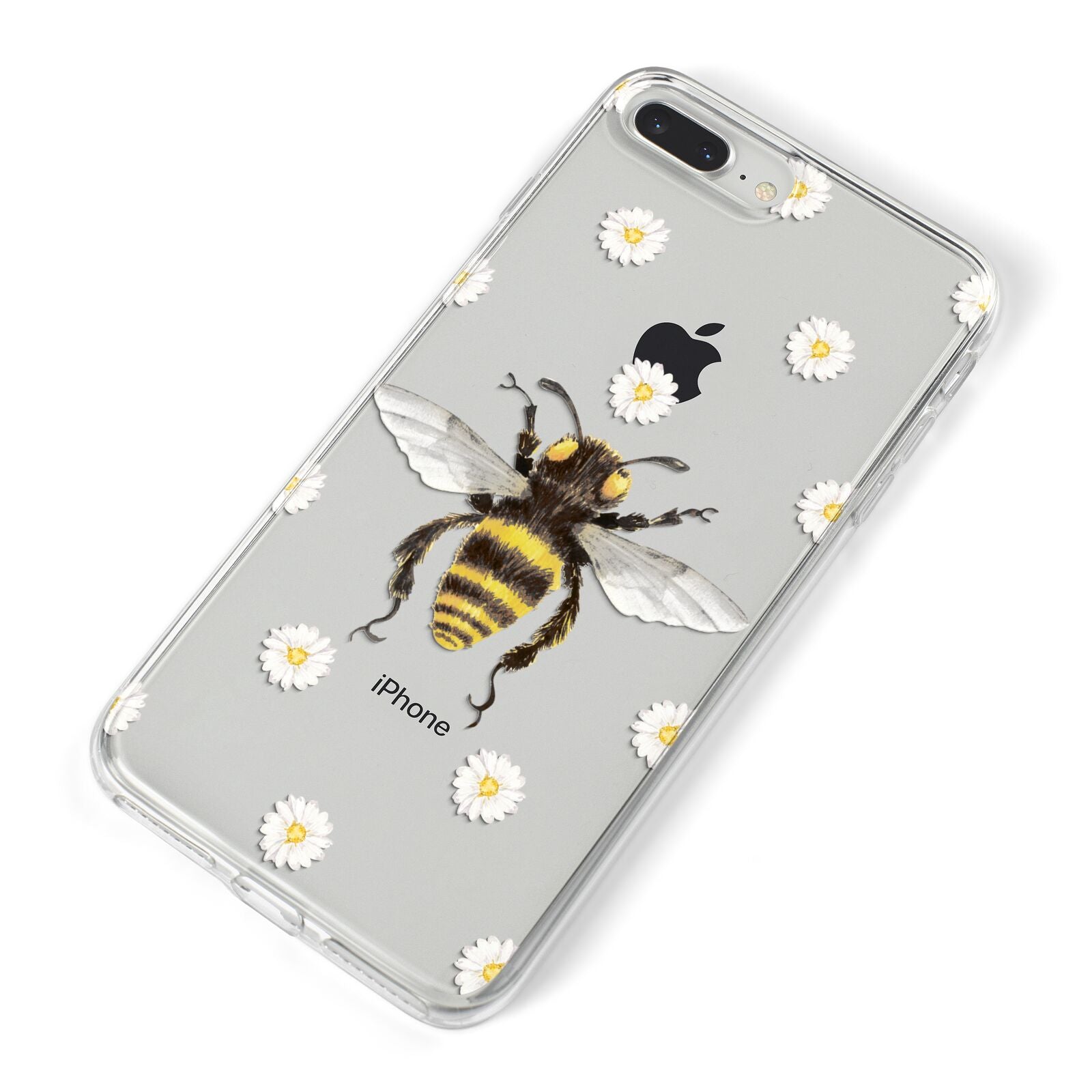 Bee Illustration with Daisies iPhone 8 Plus Bumper Case on Silver iPhone Alternative Image