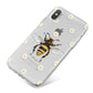 Bee Illustration with Daisies iPhone X Bumper Case on Silver iPhone