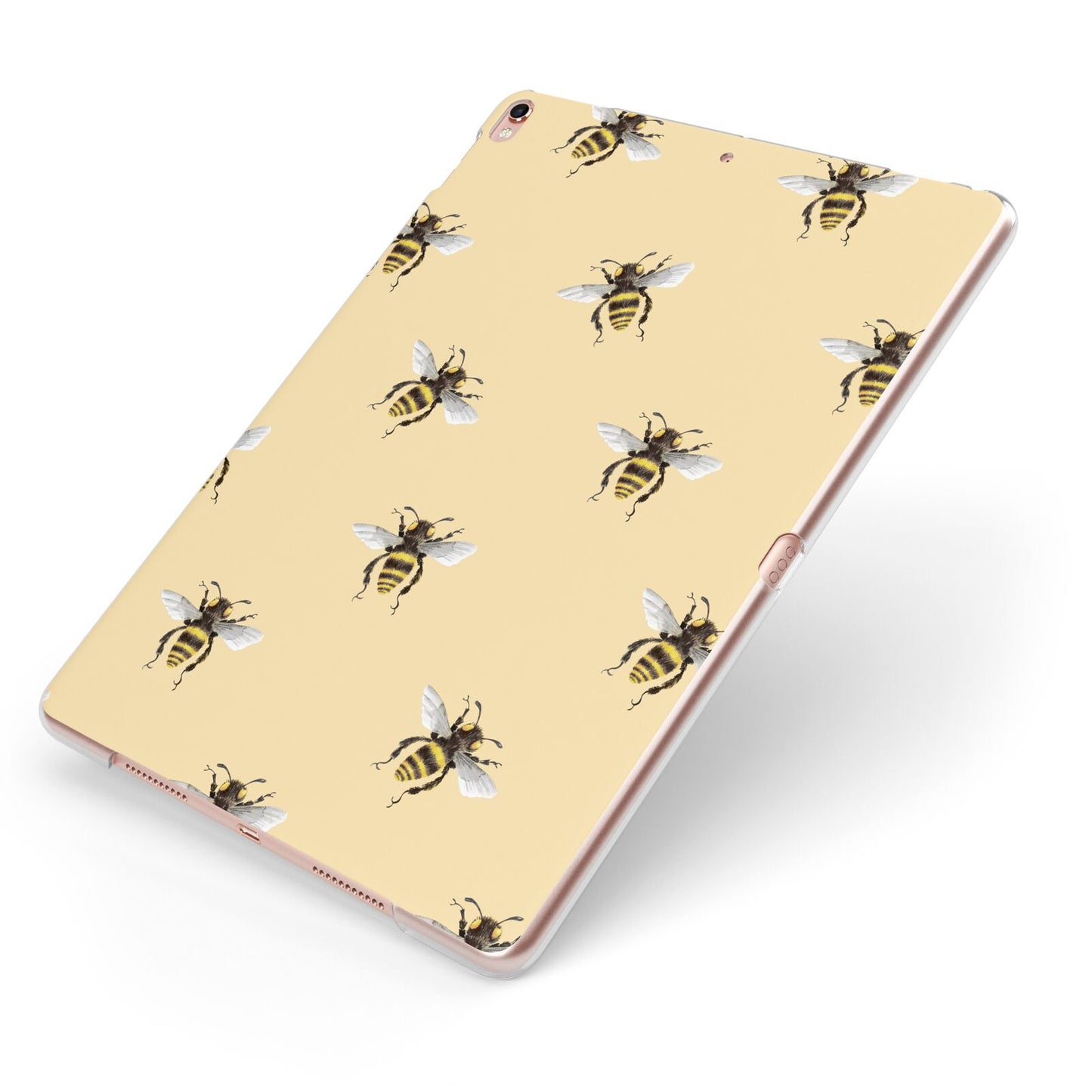 Bee Illustrations Apple iPad Case on Rose Gold iPad Side View