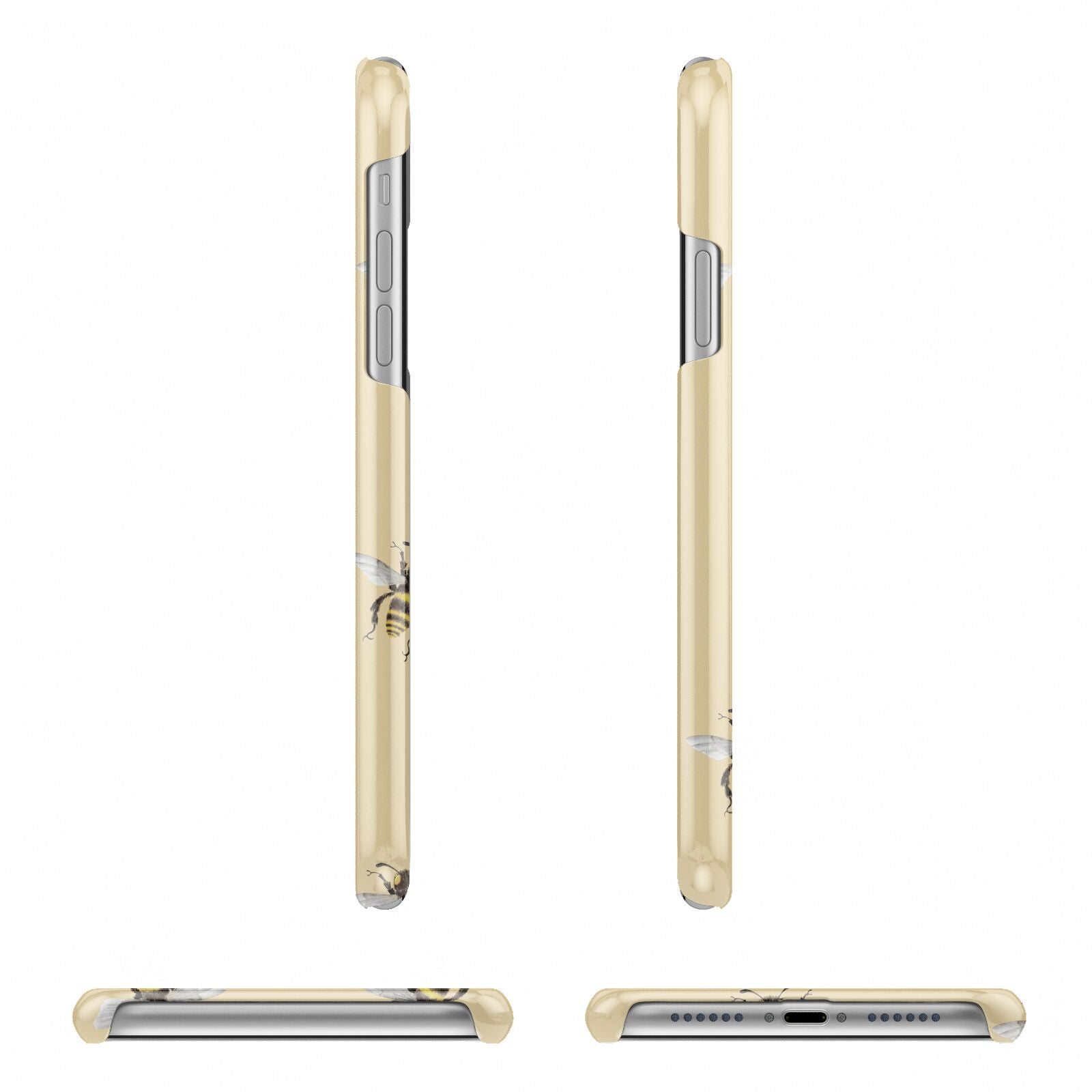 Bee Illustrations Apple iPhone XR 3D Wrap Snap Case Angled Images on White Phone