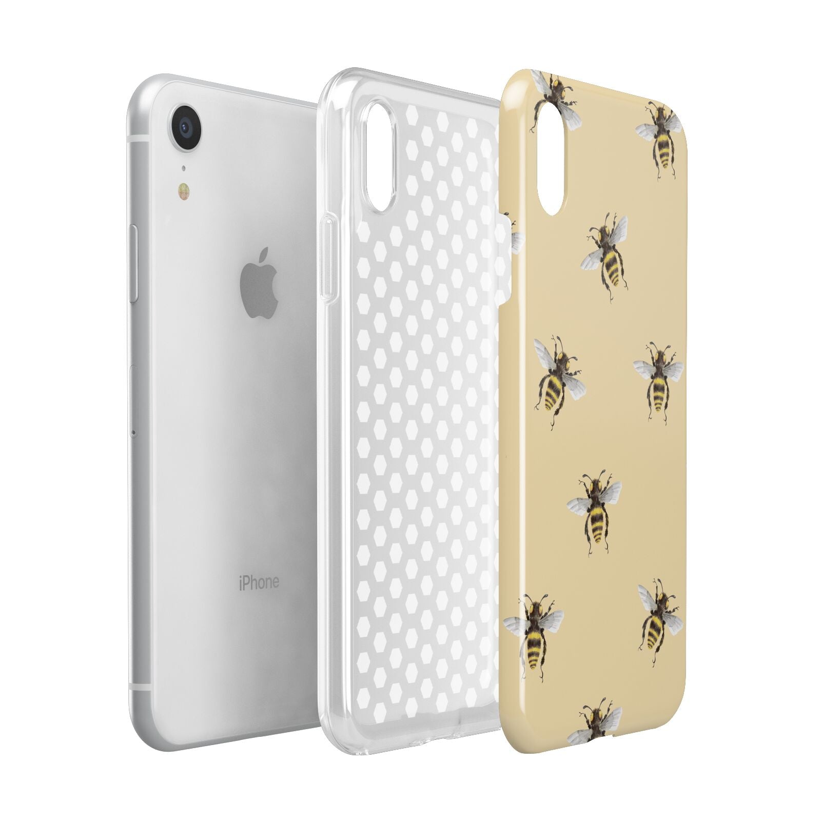 Bee Illustrations Apple iPhone XR White 3D Tough Case Expanded view