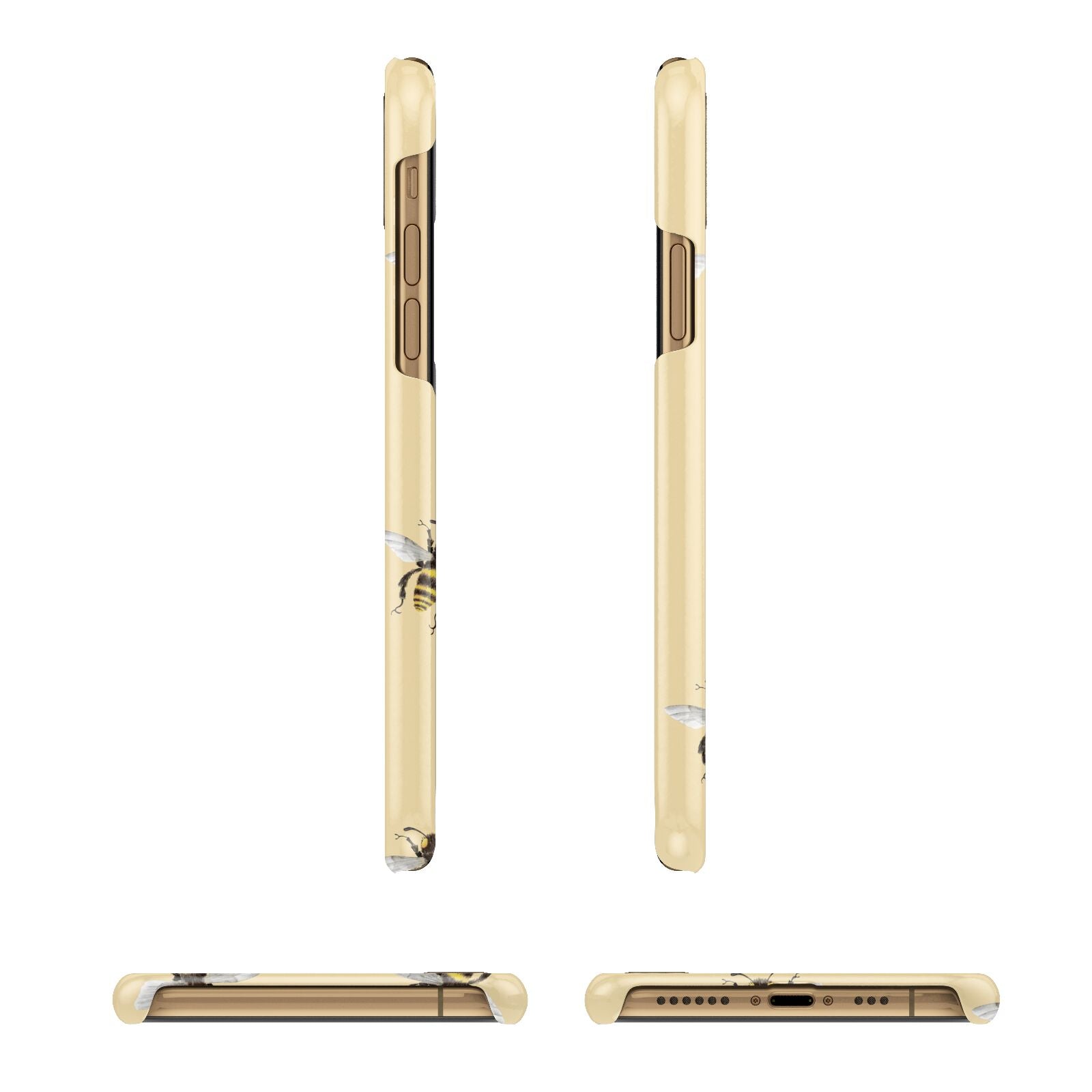 Bee Illustrations Apple iPhone Xs 3D Wrap Snap Case Angled Images