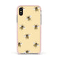 Bee Illustrations Apple iPhone Xs Impact Case Pink Edge on Gold Phone