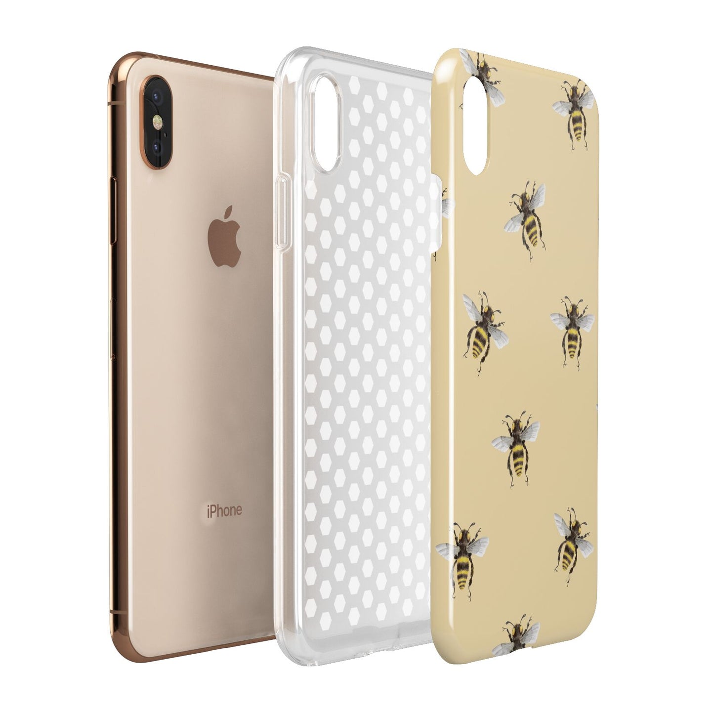 Bee Illustrations Apple iPhone Xs Max 3D Tough Case Expanded View