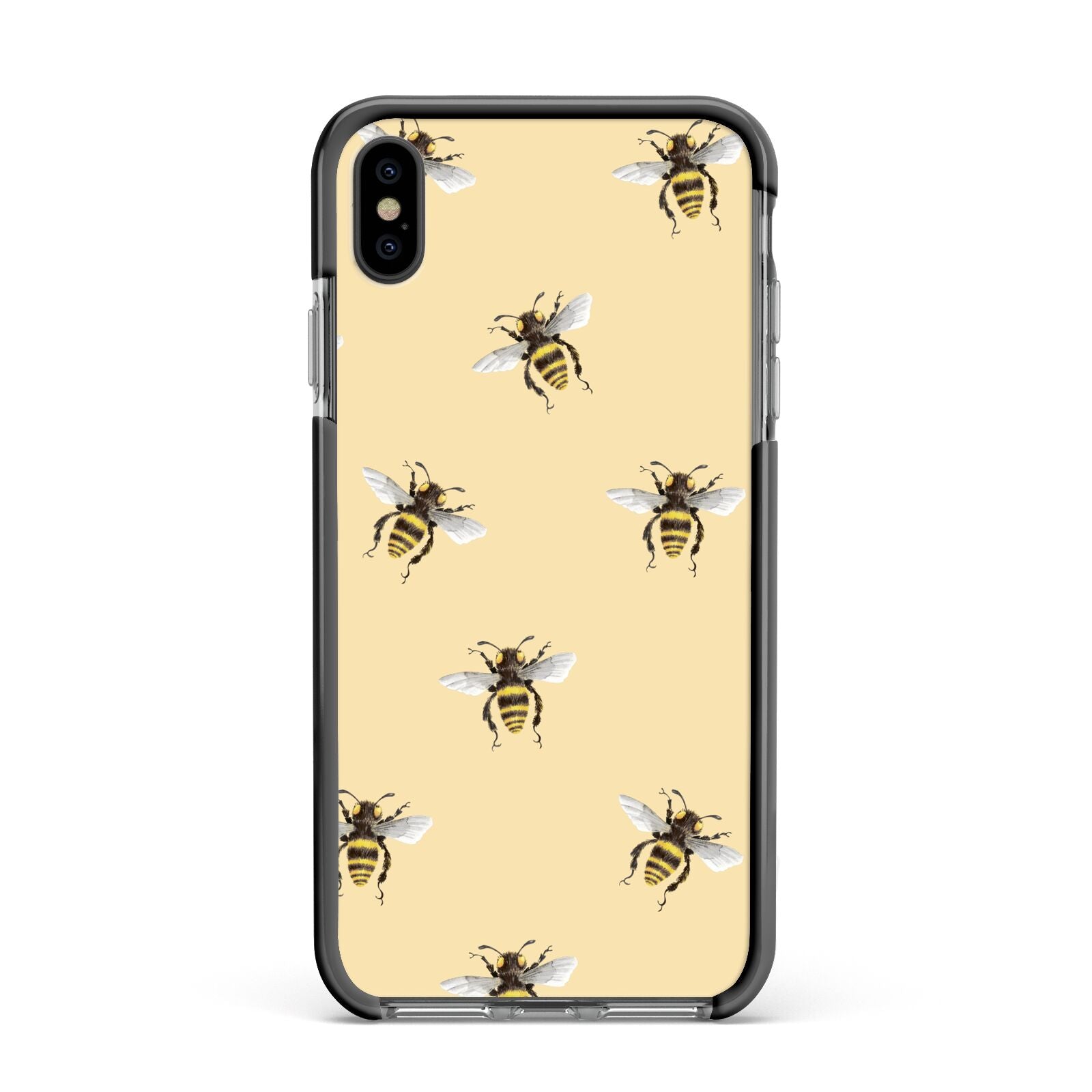 Bee Illustrations Apple iPhone Xs Max Impact Case Black Edge on Black Phone