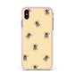Bee Illustrations Apple iPhone Xs Max Impact Case Pink Edge on Gold Phone