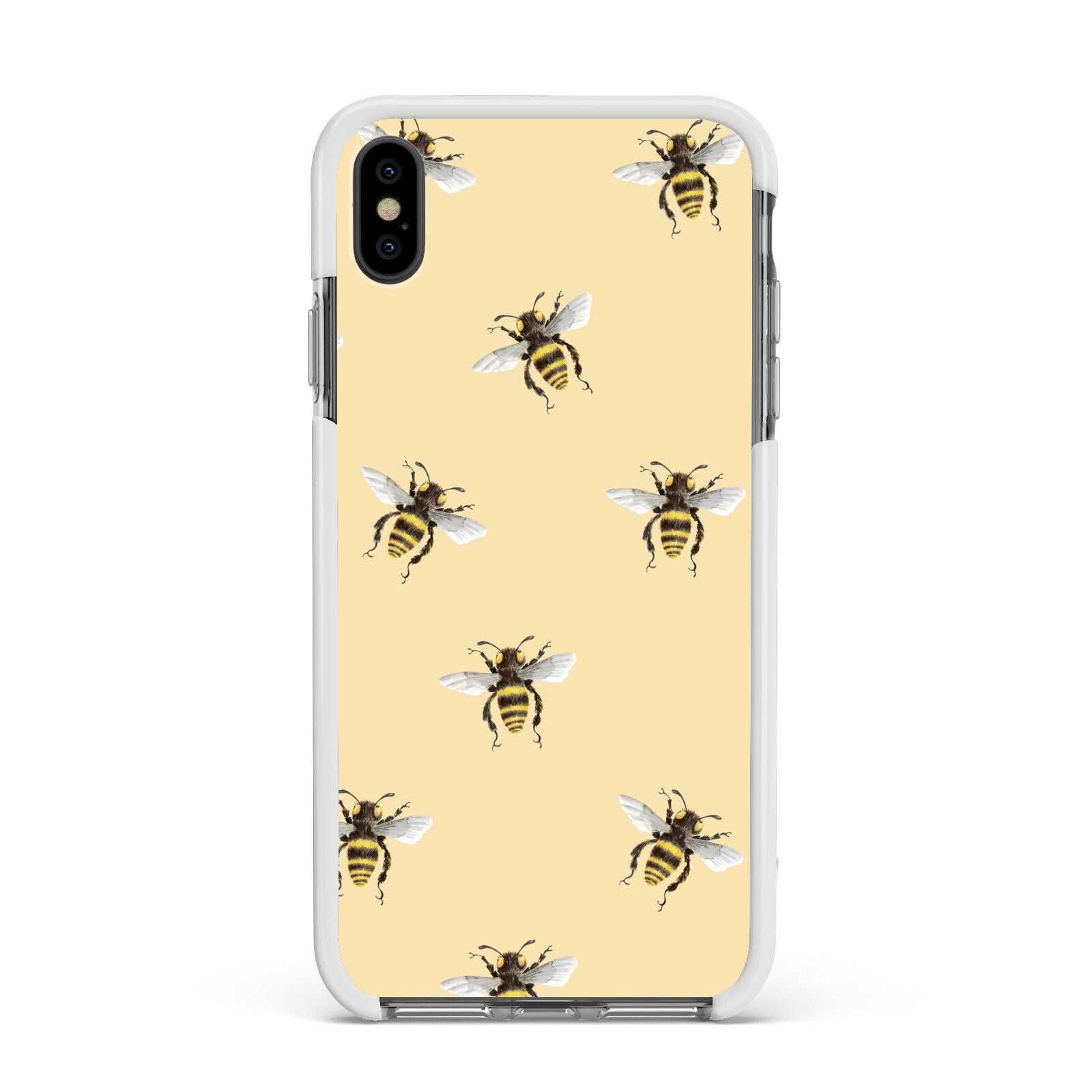 Bee Illustrations Apple iPhone Xs Max Impact Case White Edge on Black Phone