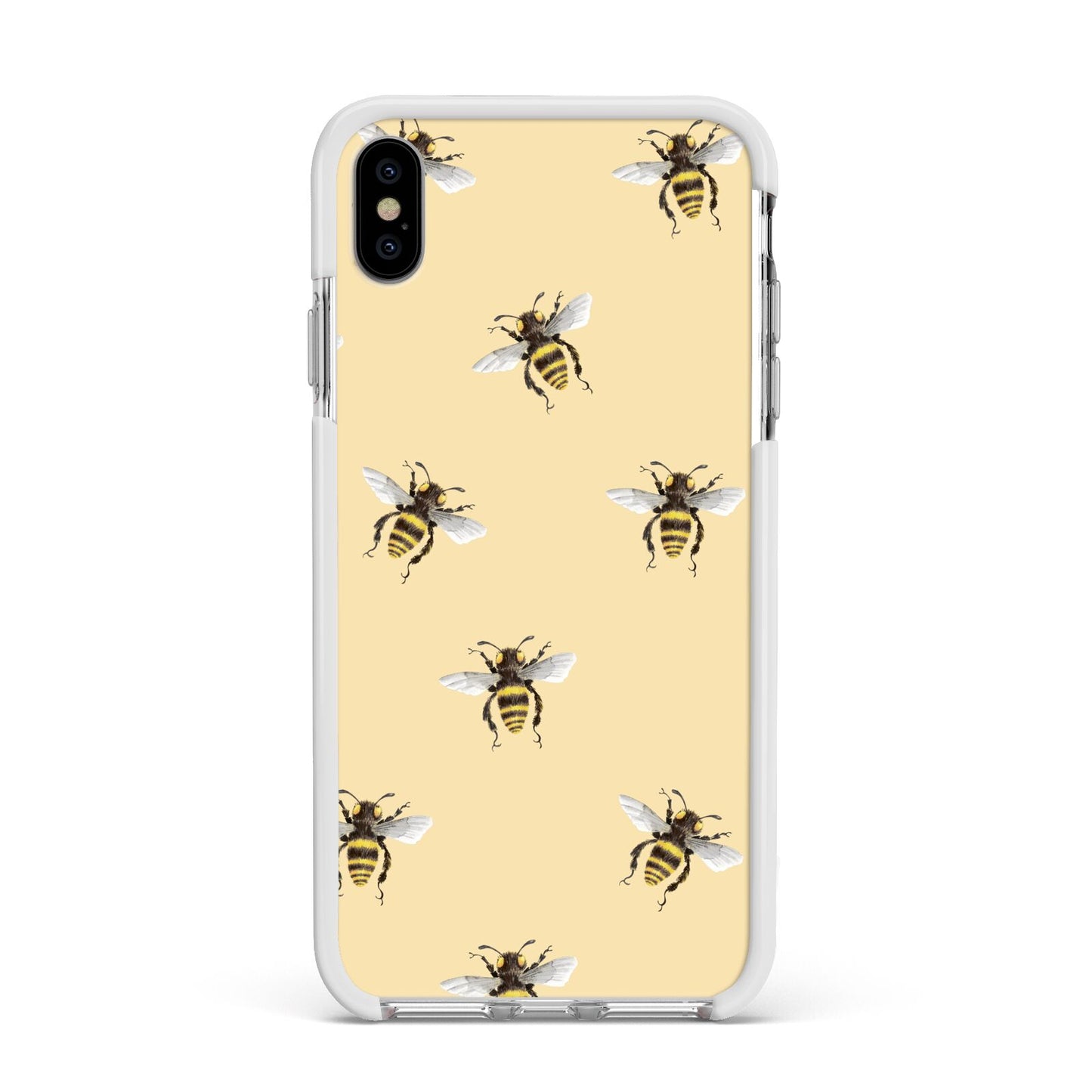 Bee Illustrations Apple iPhone Xs Max Impact Case White Edge on Silver Phone