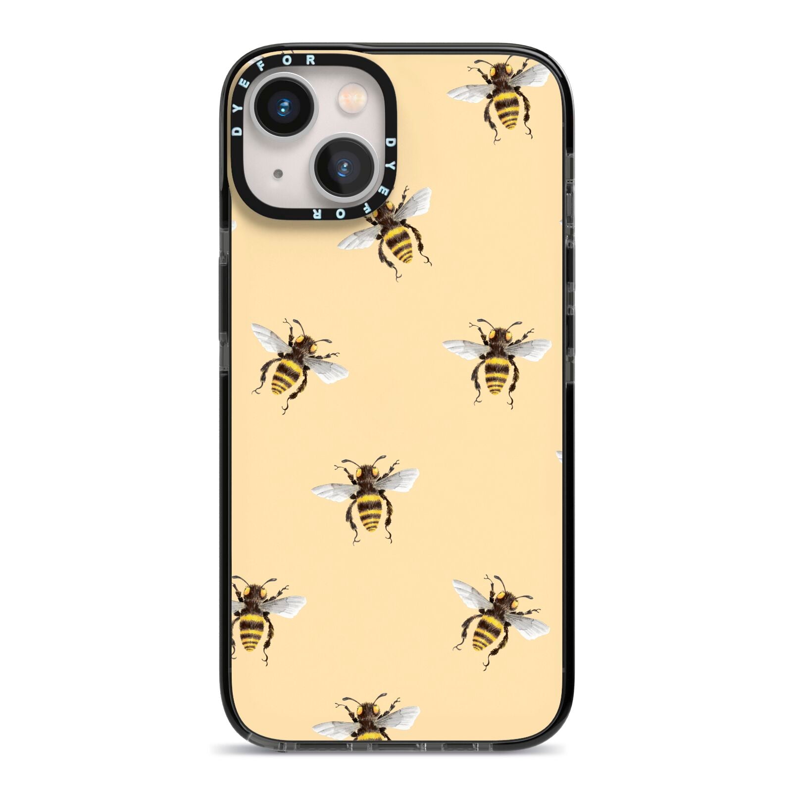 Bee Illustrations iPhone 13 Black Impact Case on Silver phone