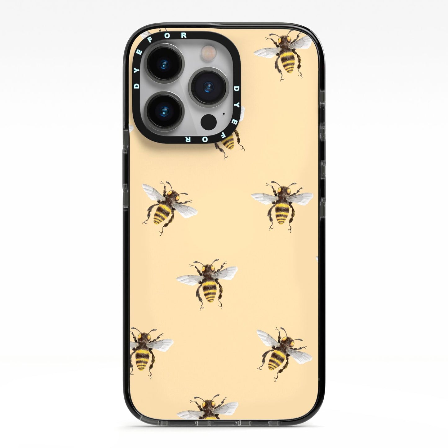 Bee Illustrations iPhone 13 Pro Black Impact Case on Silver phone