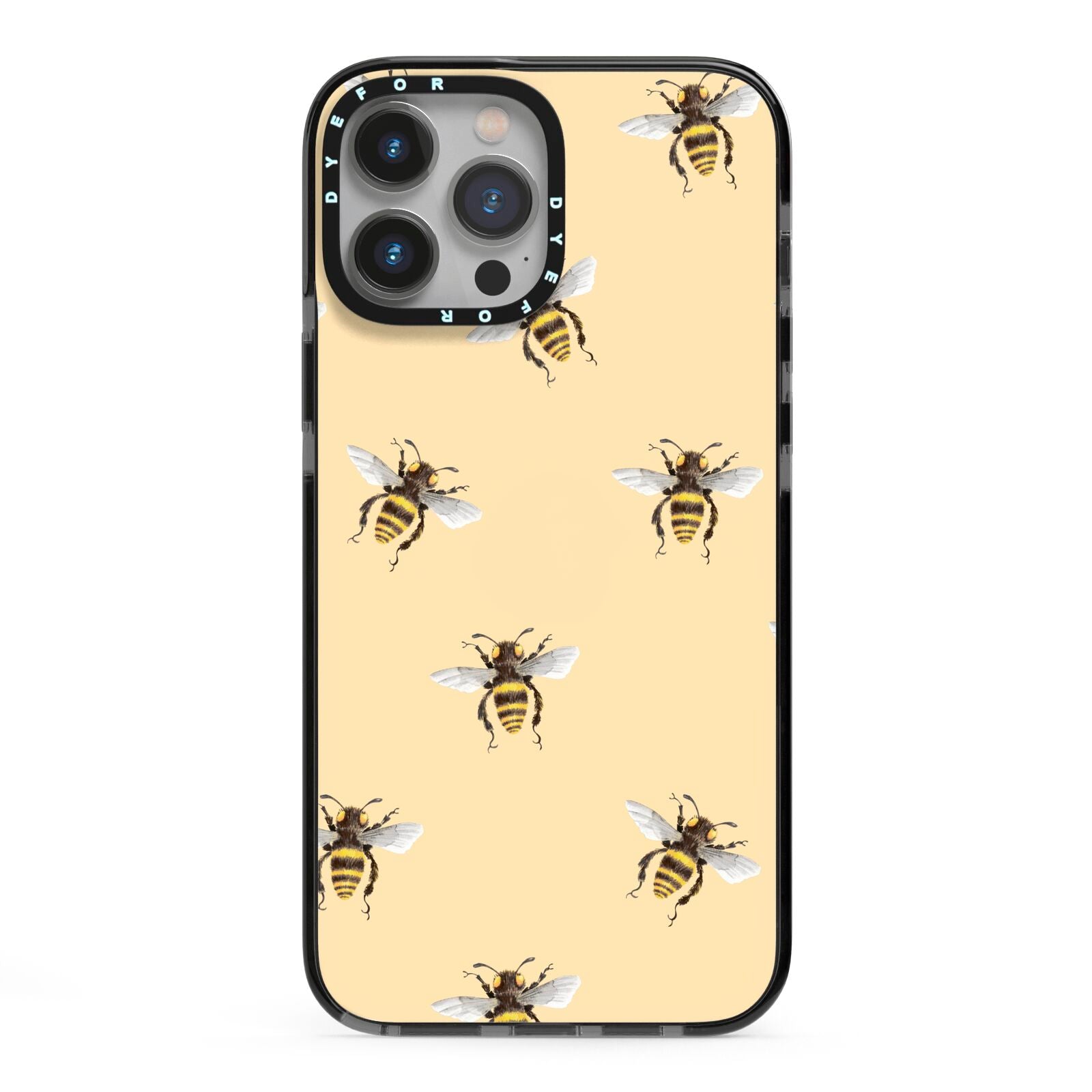 Bee Illustrations iPhone 13 Pro Max Black Impact Case on Silver phone