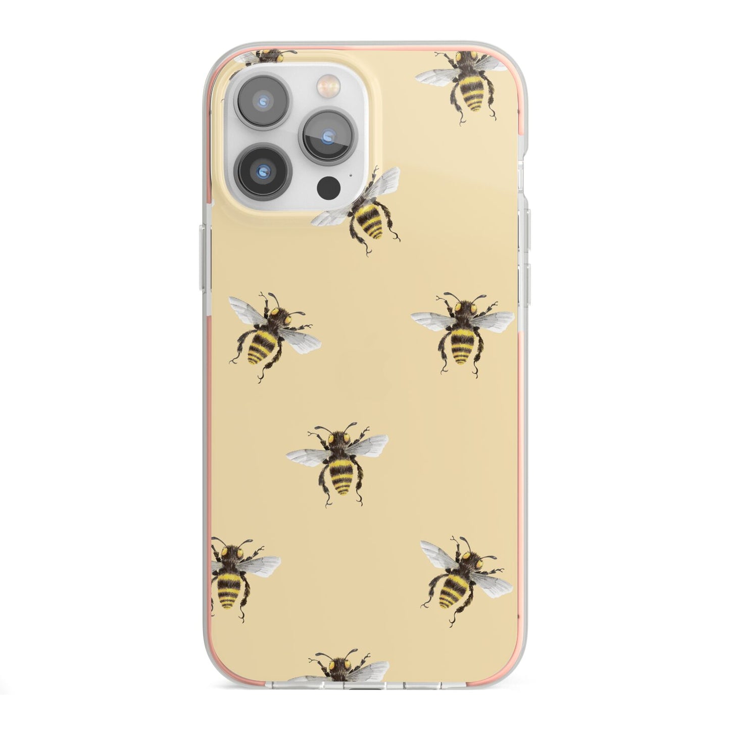 Bee Illustrations iPhone 13 Pro Max TPU Impact Case with Pink Edges