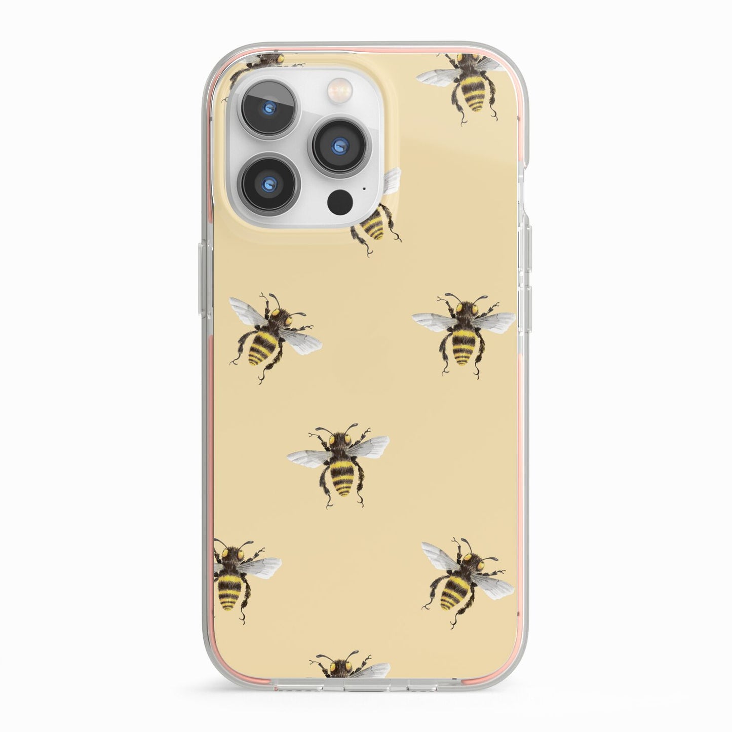 Bee Illustrations iPhone 13 Pro TPU Impact Case with Pink Edges