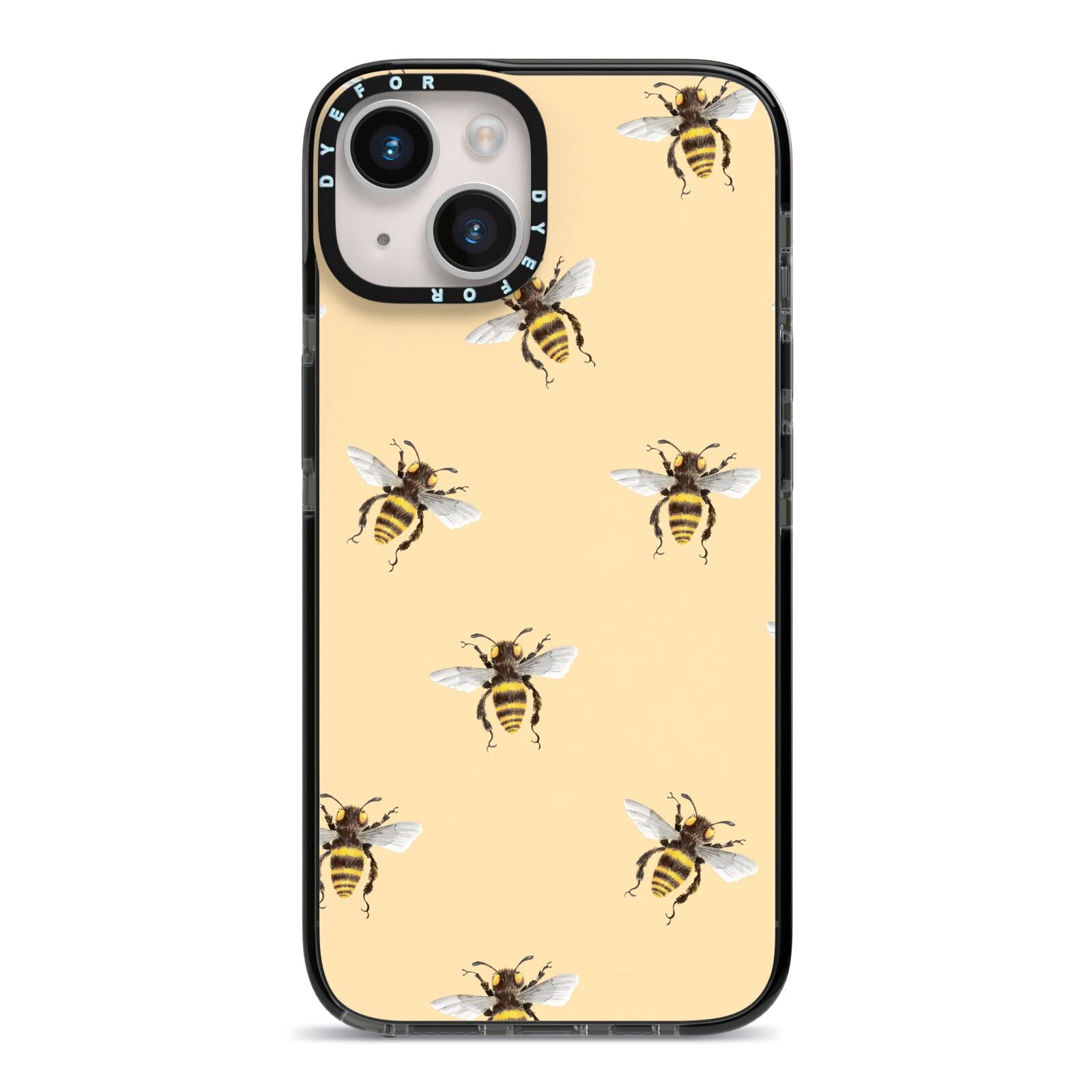 Bee Illustrations iPhone 14 Black Impact Case on Silver phone