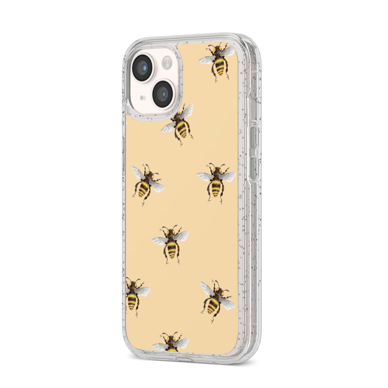 Bee Illustrations iPhone 14 Glitter Tough Case Starlight Angled Image