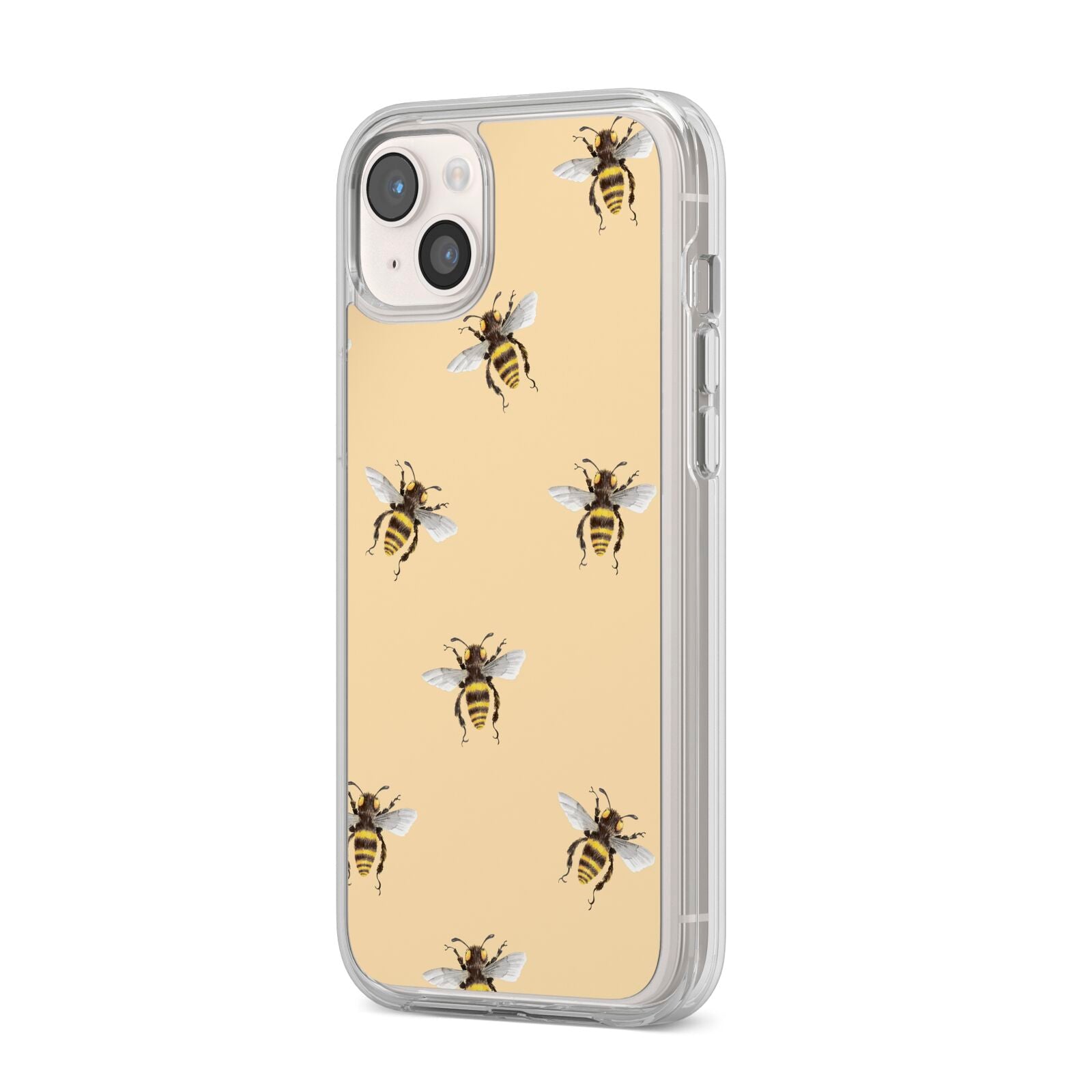 Bee Illustrations iPhone 14 Plus Clear Tough Case Starlight Angled Image