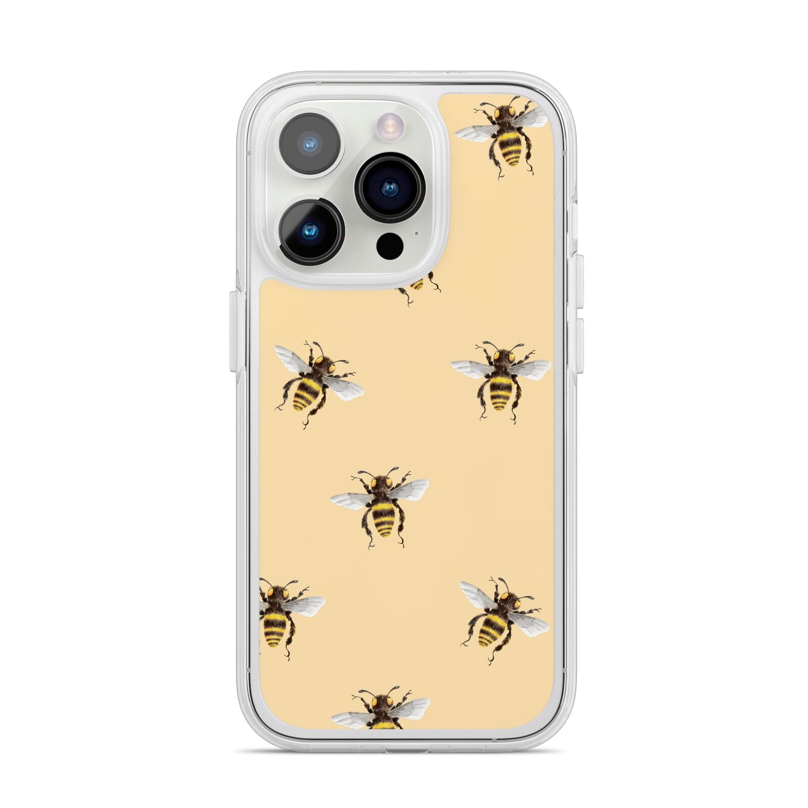 Bee Illustrations iPhone 14 Pro Clear Tough Case Silver