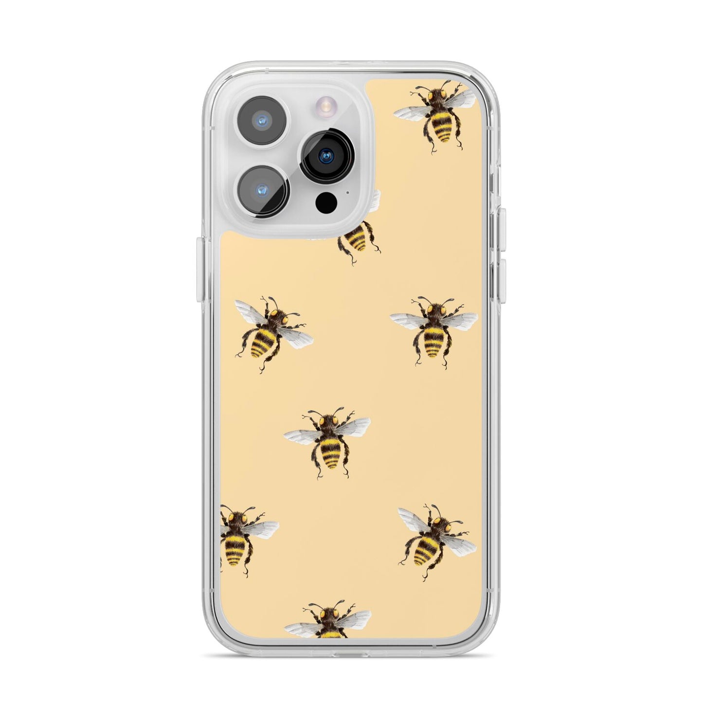 Bee Illustrations iPhone 14 Pro Max Clear Tough Case Silver