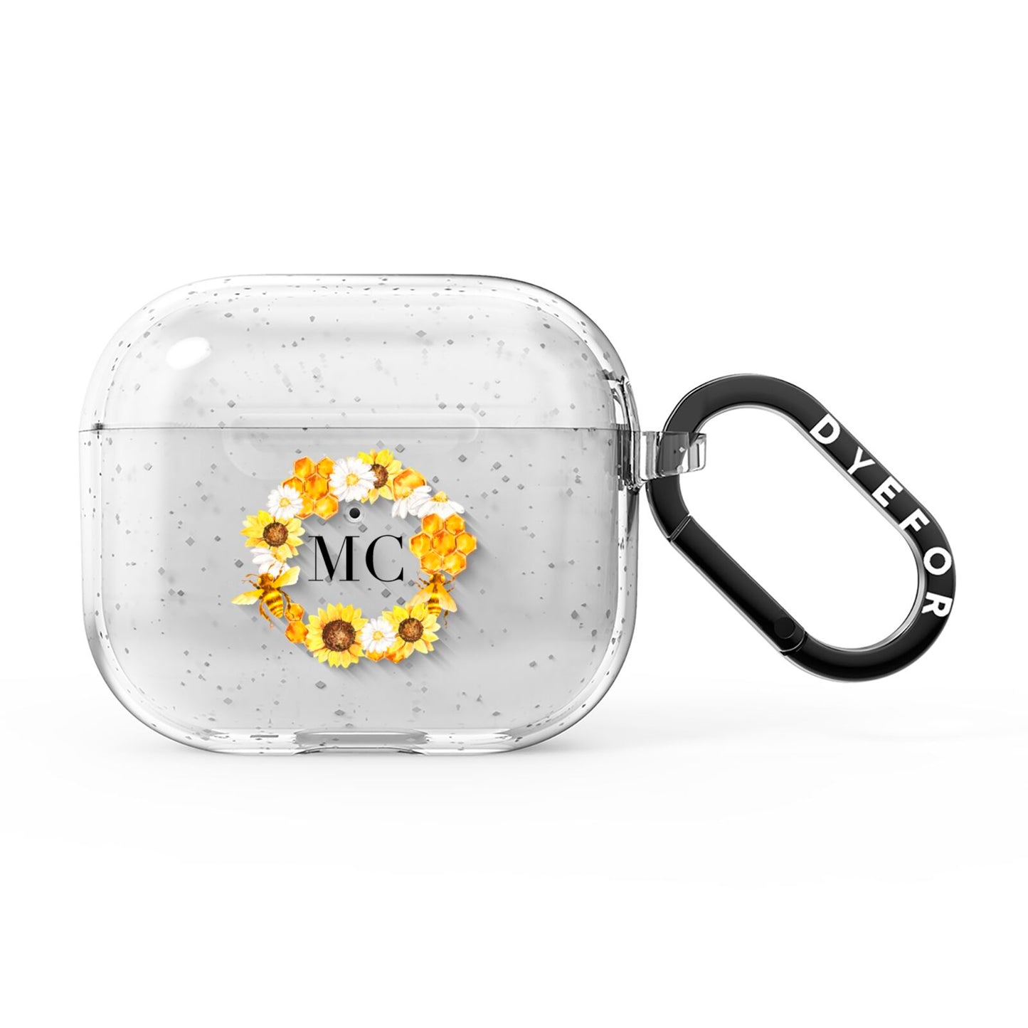 Bee Sunflower Wreath Personalised Initials AirPods Glitter Case 3rd Gen