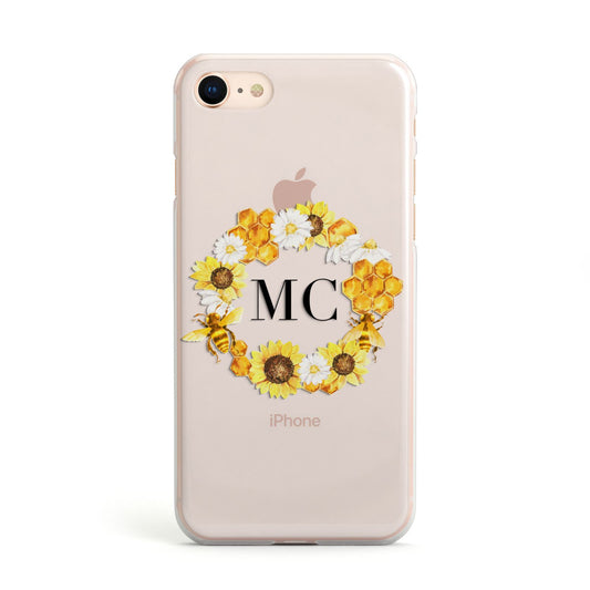 Bee Sunflower Wreath Personalised Initials Apple iPhone Case