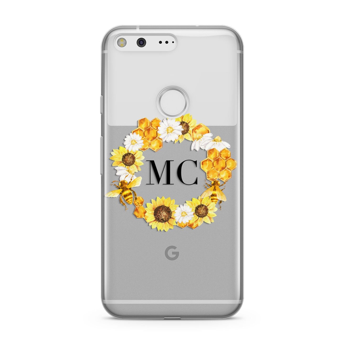 Bee Sunflower Wreath Personalised Initials Google Pixel Case