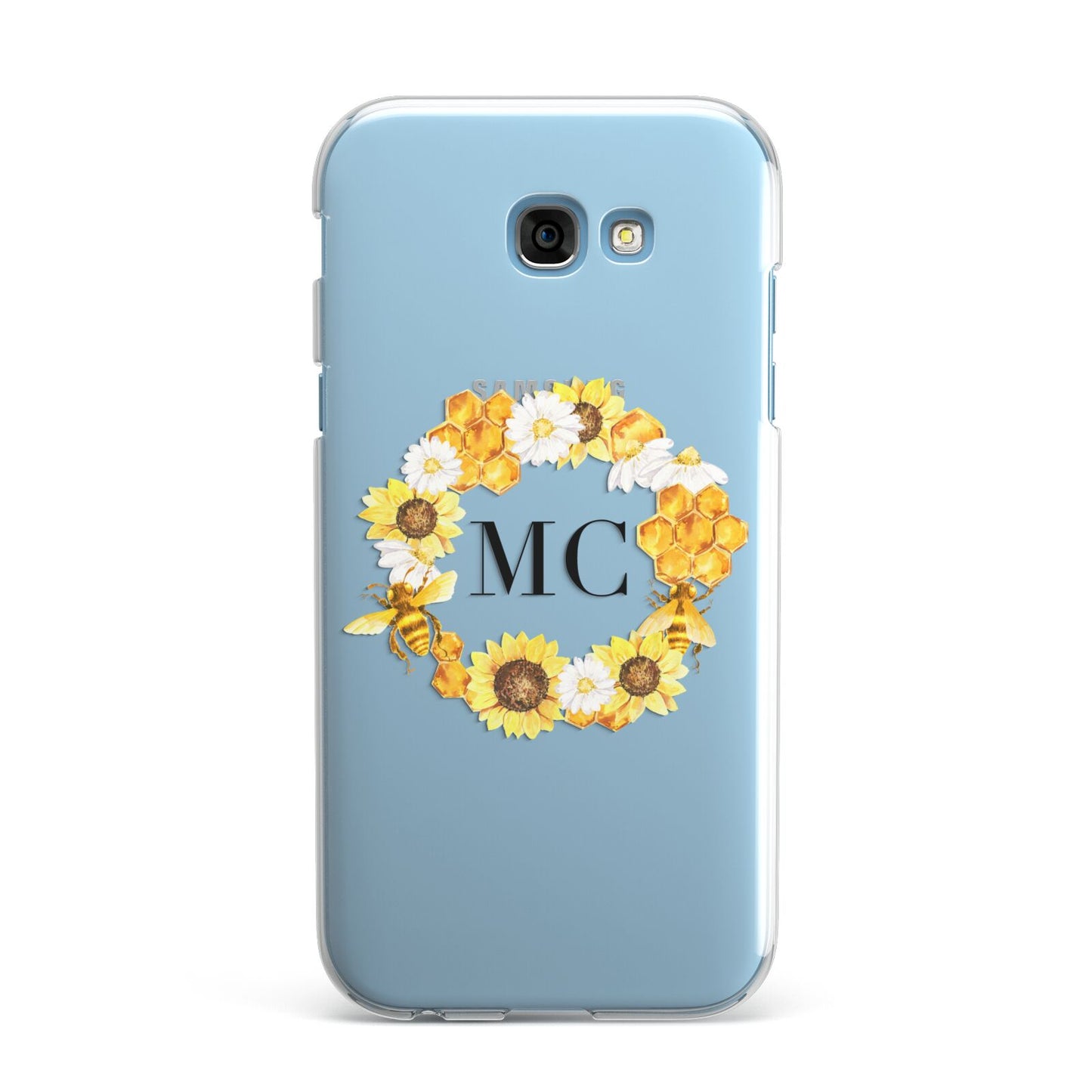 Bee Sunflower Wreath Personalised Initials Samsung Galaxy A7 2017 Case