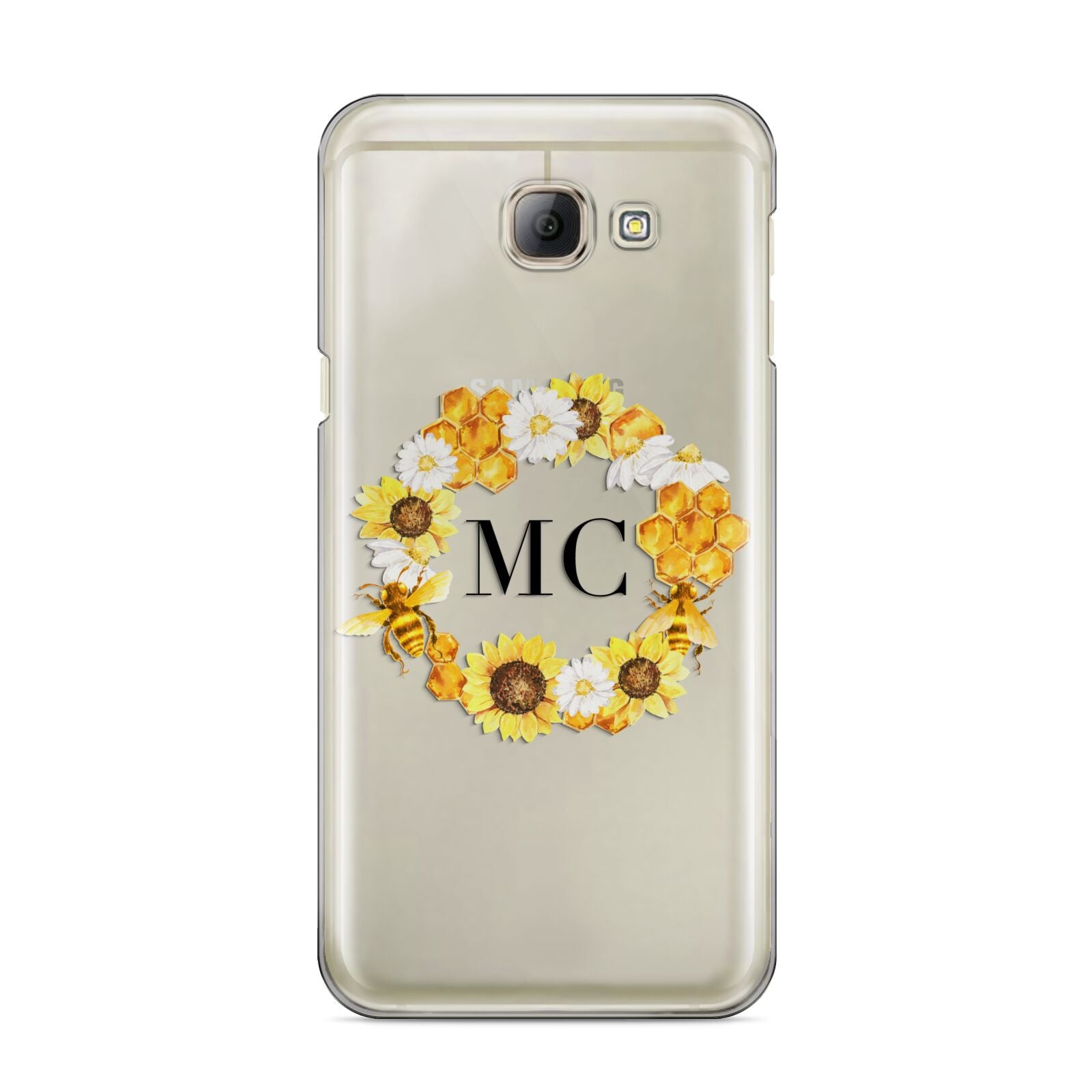 Bee Sunflower Wreath Personalised Initials Samsung Galaxy A8 2016 Case