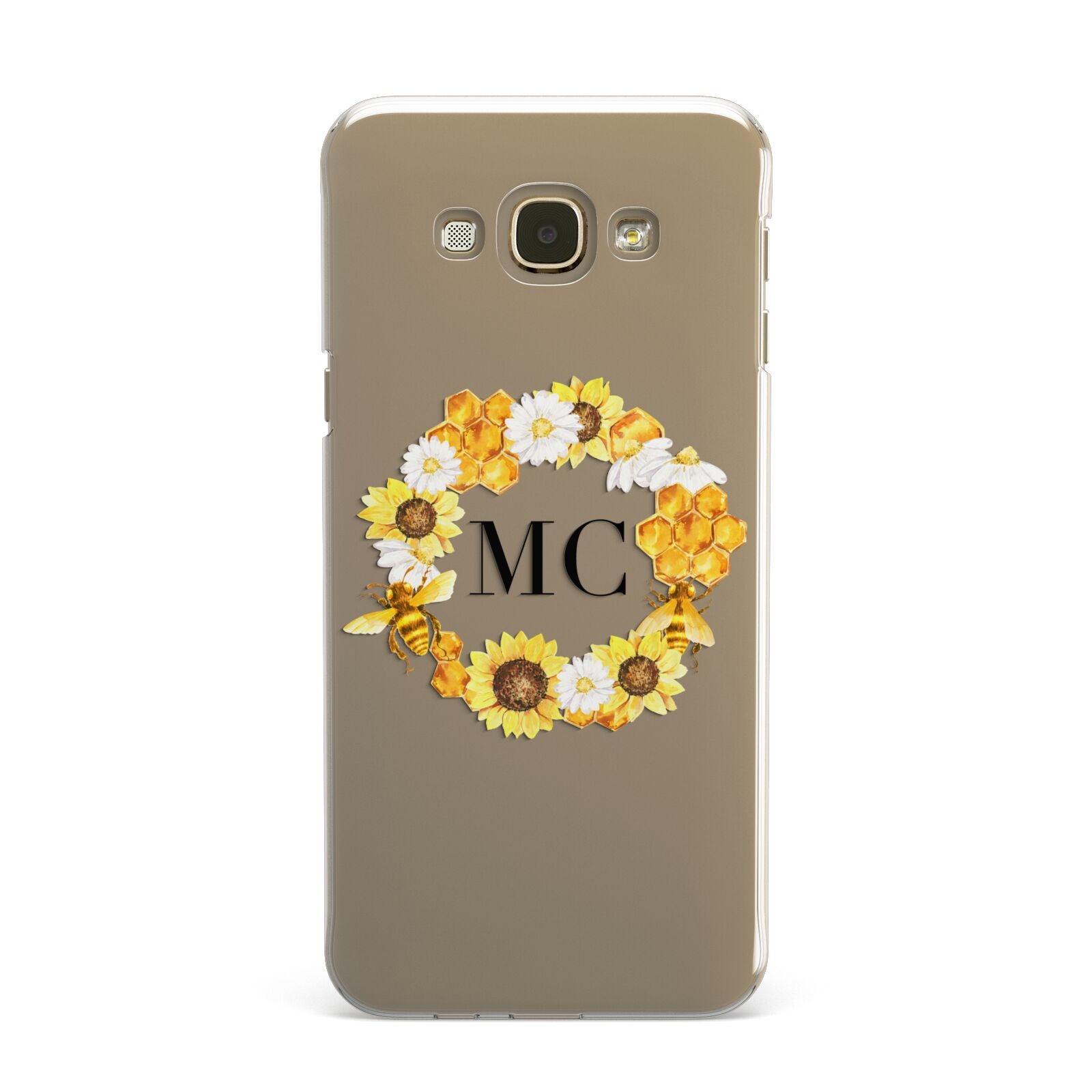 Bee Sunflower Wreath Personalised Initials Samsung Galaxy A8 Case