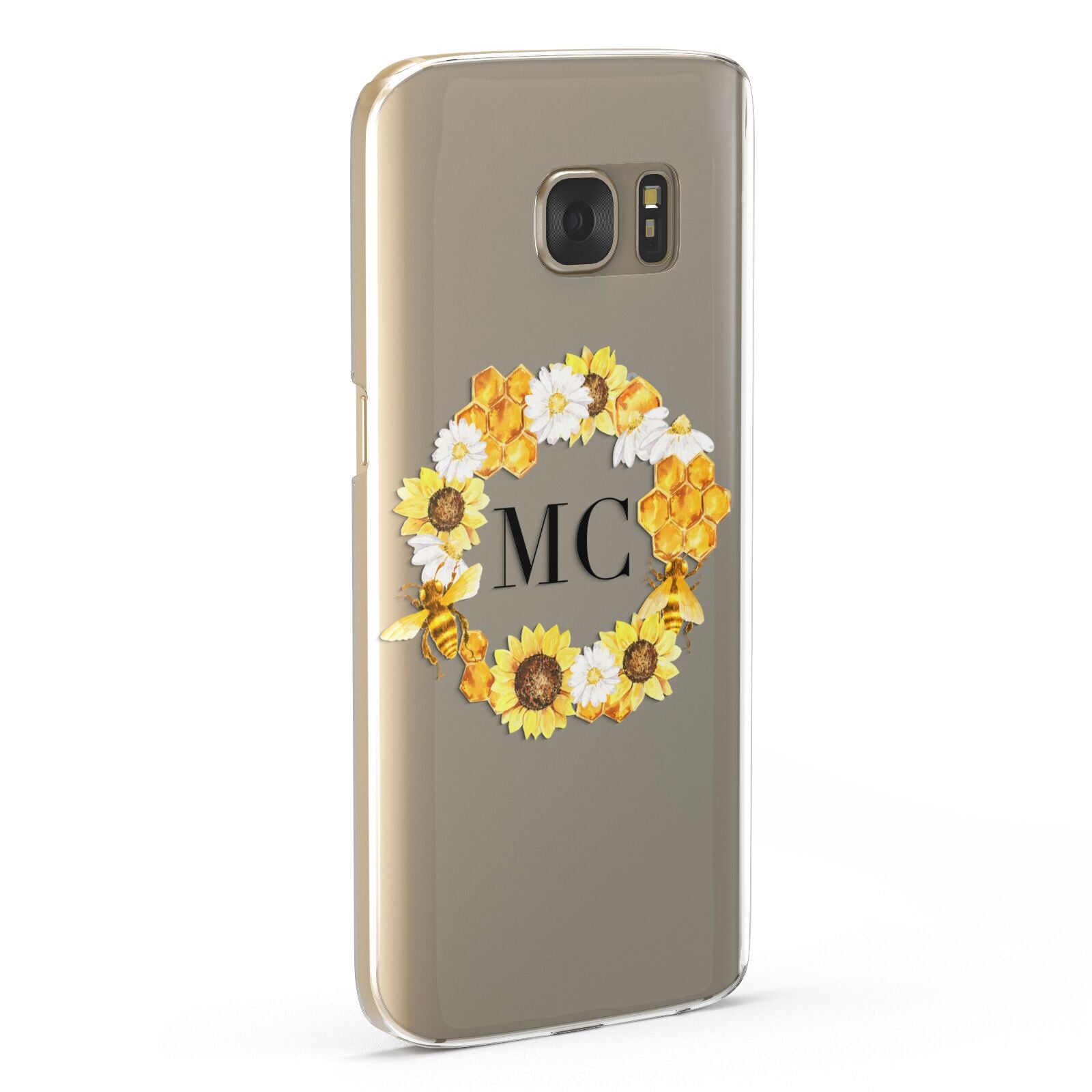 Bee Sunflower Wreath Personalised Initials Samsung Galaxy Case Fourty Five Degrees