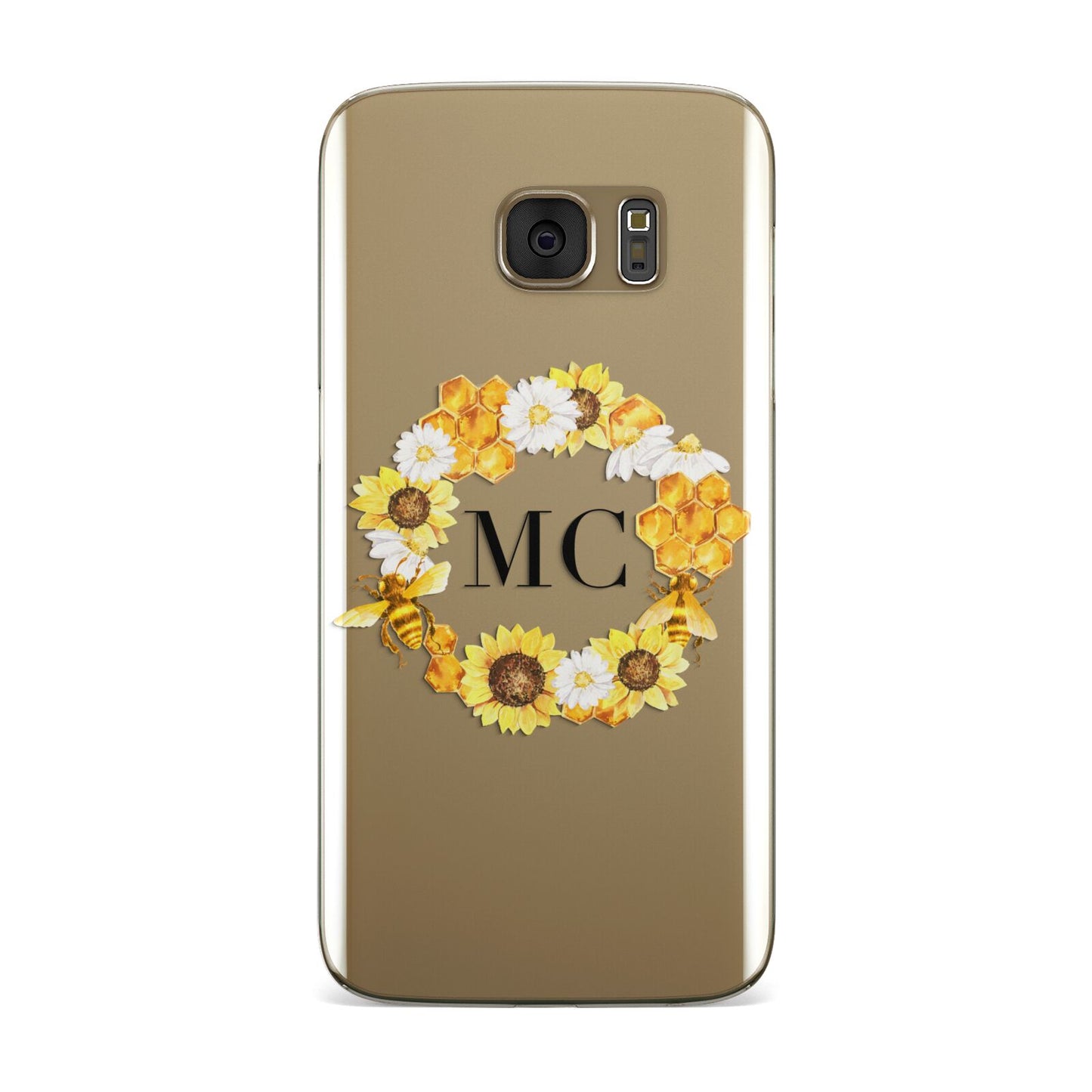 Bee Sunflower Wreath Personalised Initials Samsung Galaxy Case