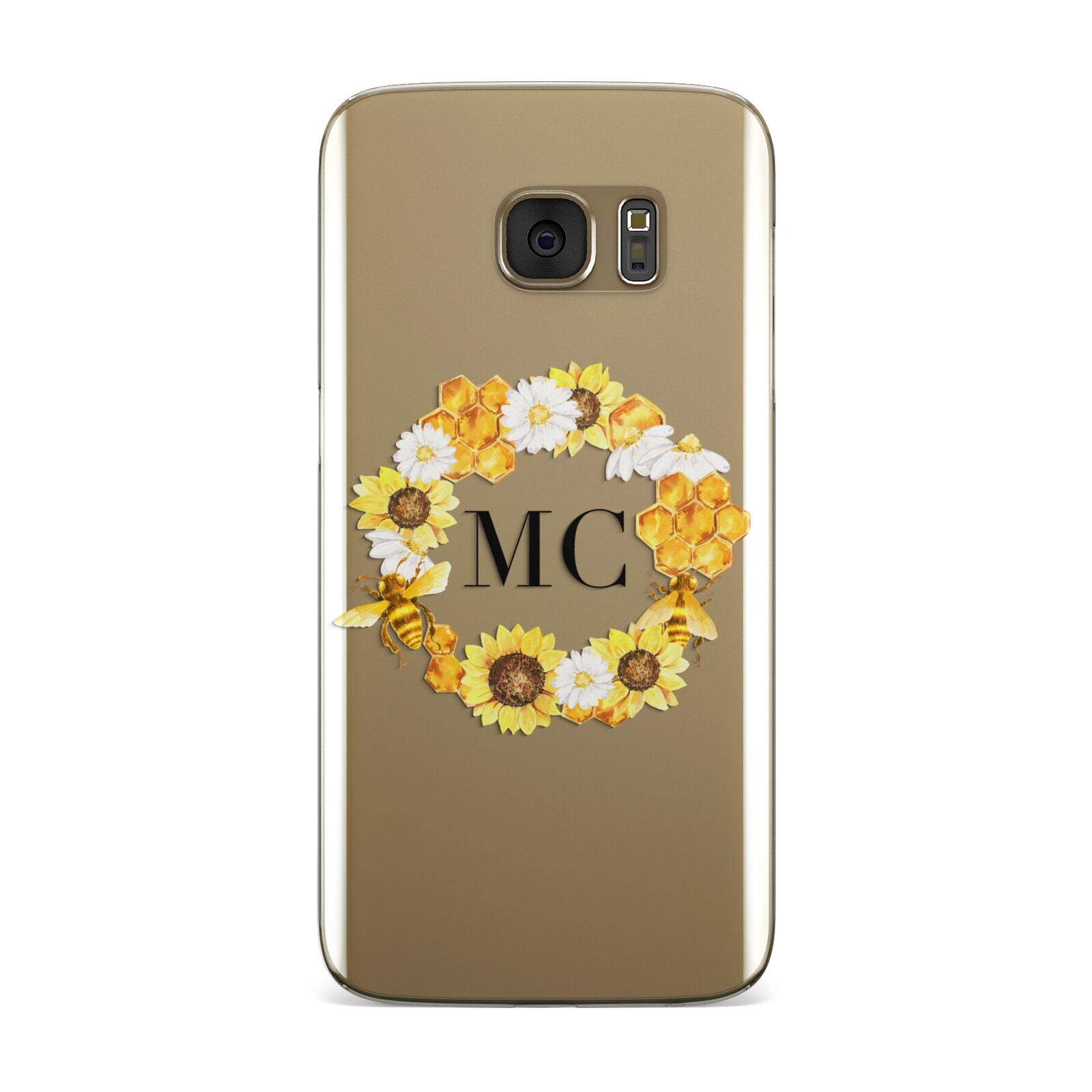 Bee Sunflower Wreath Personalised Initials Samsung Galaxy Case