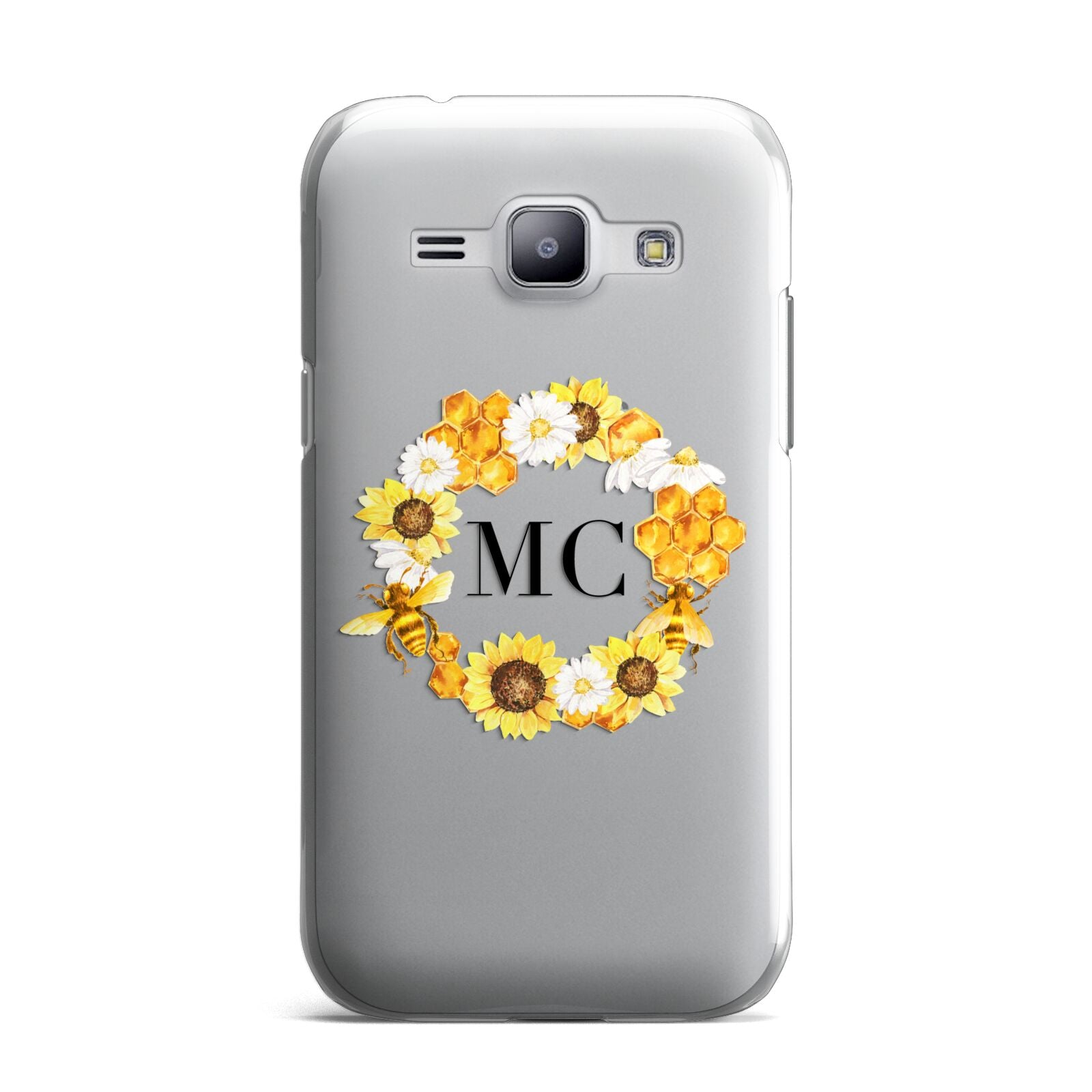 Bee Sunflower Wreath Personalised Initials Samsung Galaxy J1 2015 Case