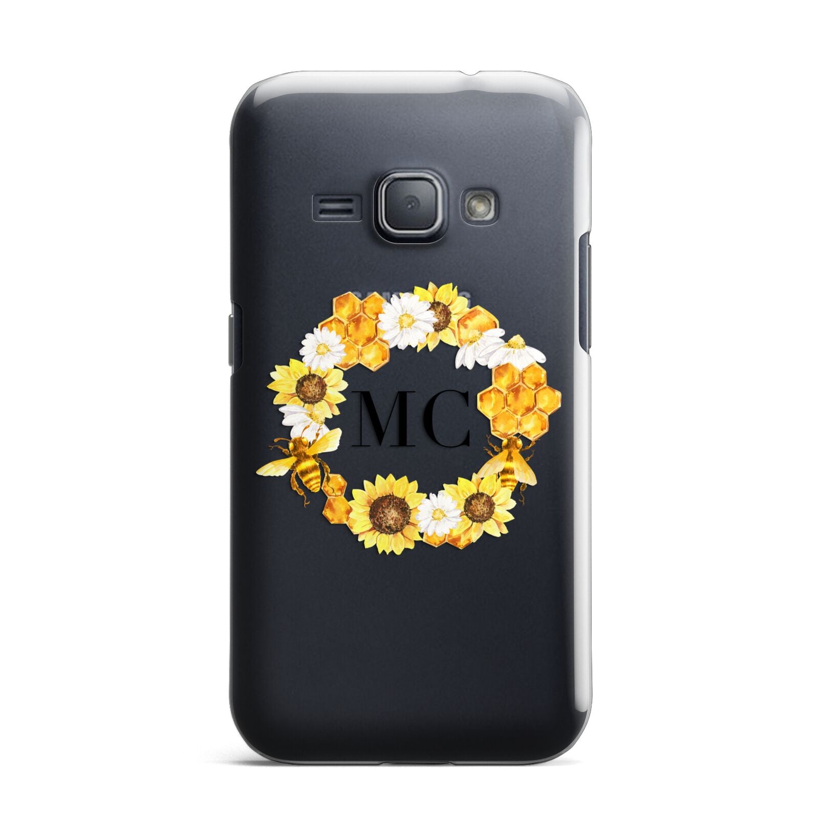 Bee Sunflower Wreath Personalised Initials Samsung Galaxy J1 2016 Case