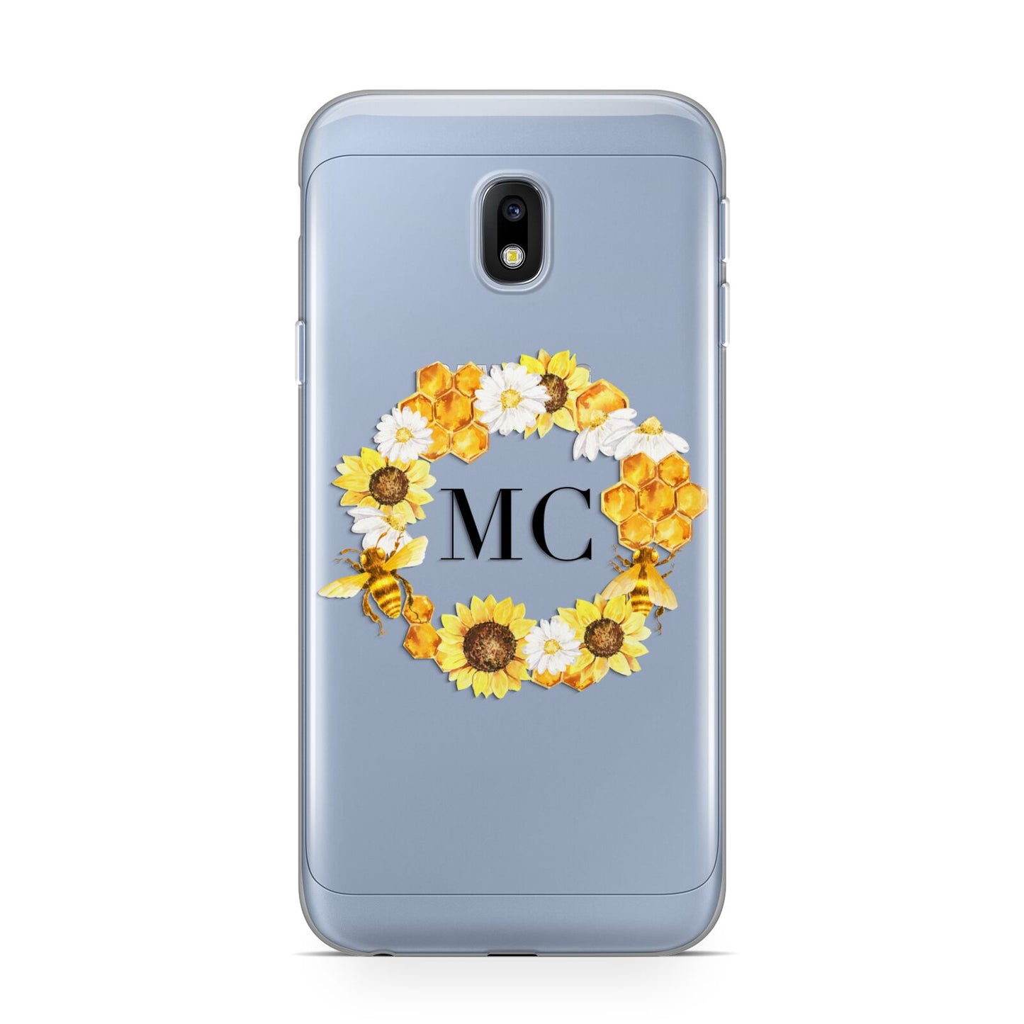 Bee Sunflower Wreath Personalised Initials Samsung Galaxy J3 2017 Case