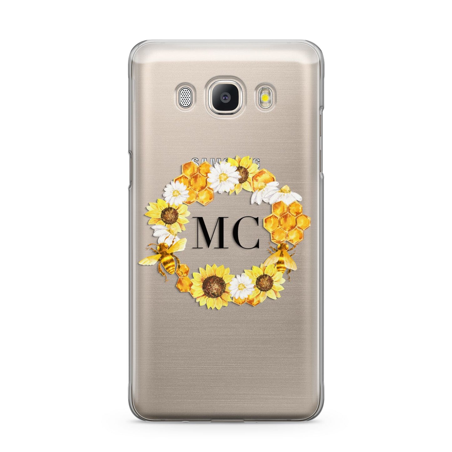Bee Sunflower Wreath Personalised Initials Samsung Galaxy J5 2016 Case