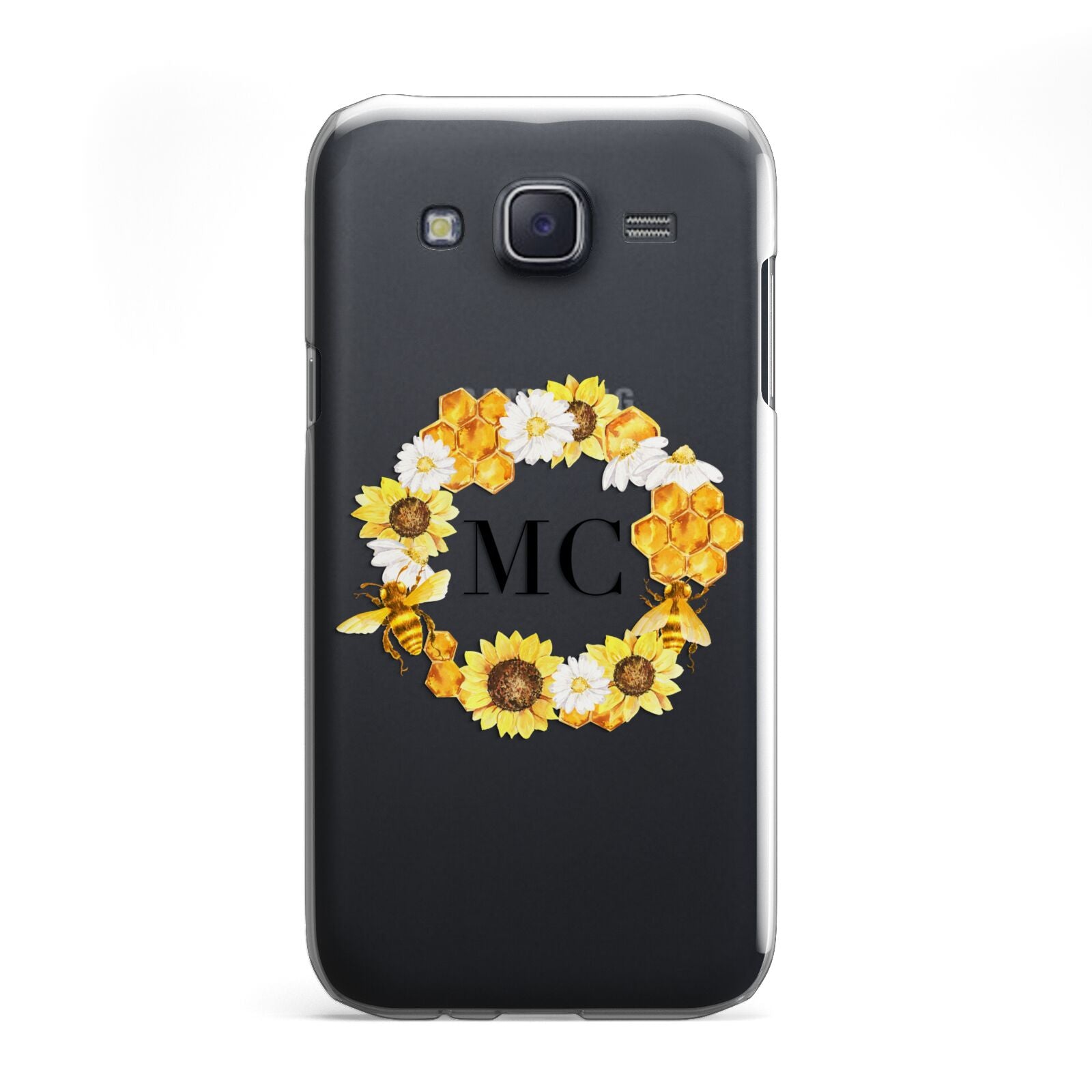 Bee Sunflower Wreath Personalised Initials Samsung Galaxy J5 Case