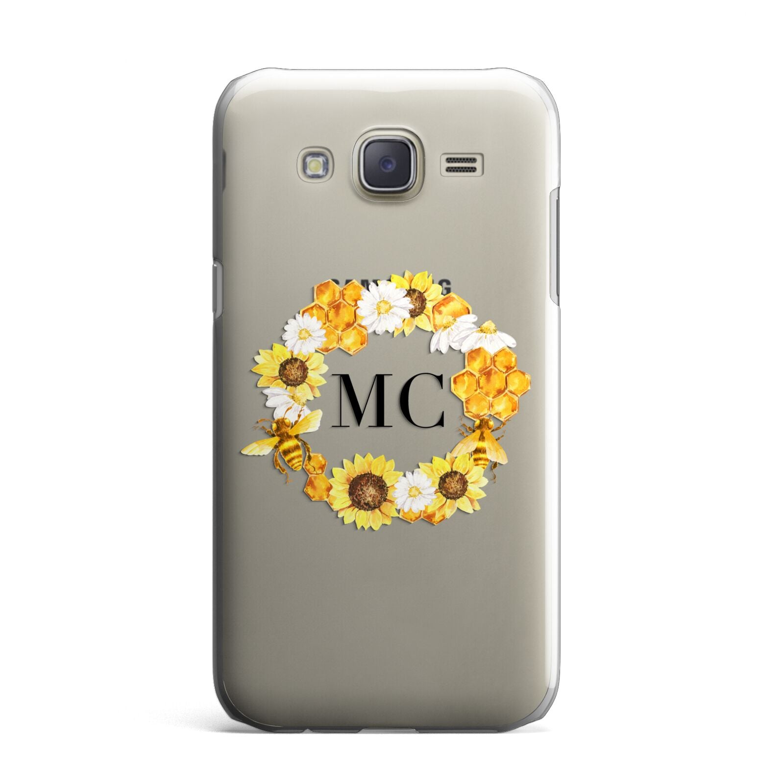 Bee Sunflower Wreath Personalised Initials Samsung Galaxy J7 Case