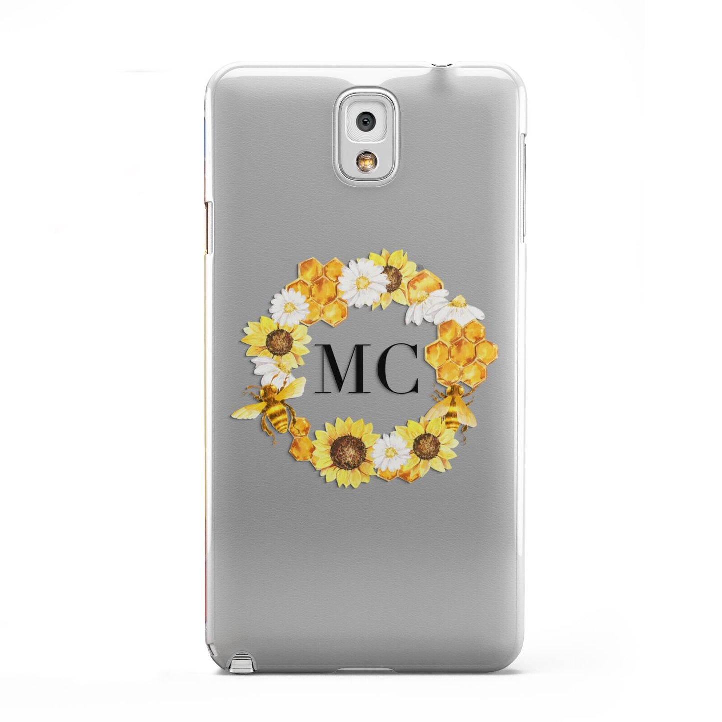 Bee Sunflower Wreath Personalised Initials Samsung Galaxy Note 3 Case