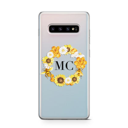Bee Sunflower Wreath Personalised Initials Samsung Galaxy S10 Case