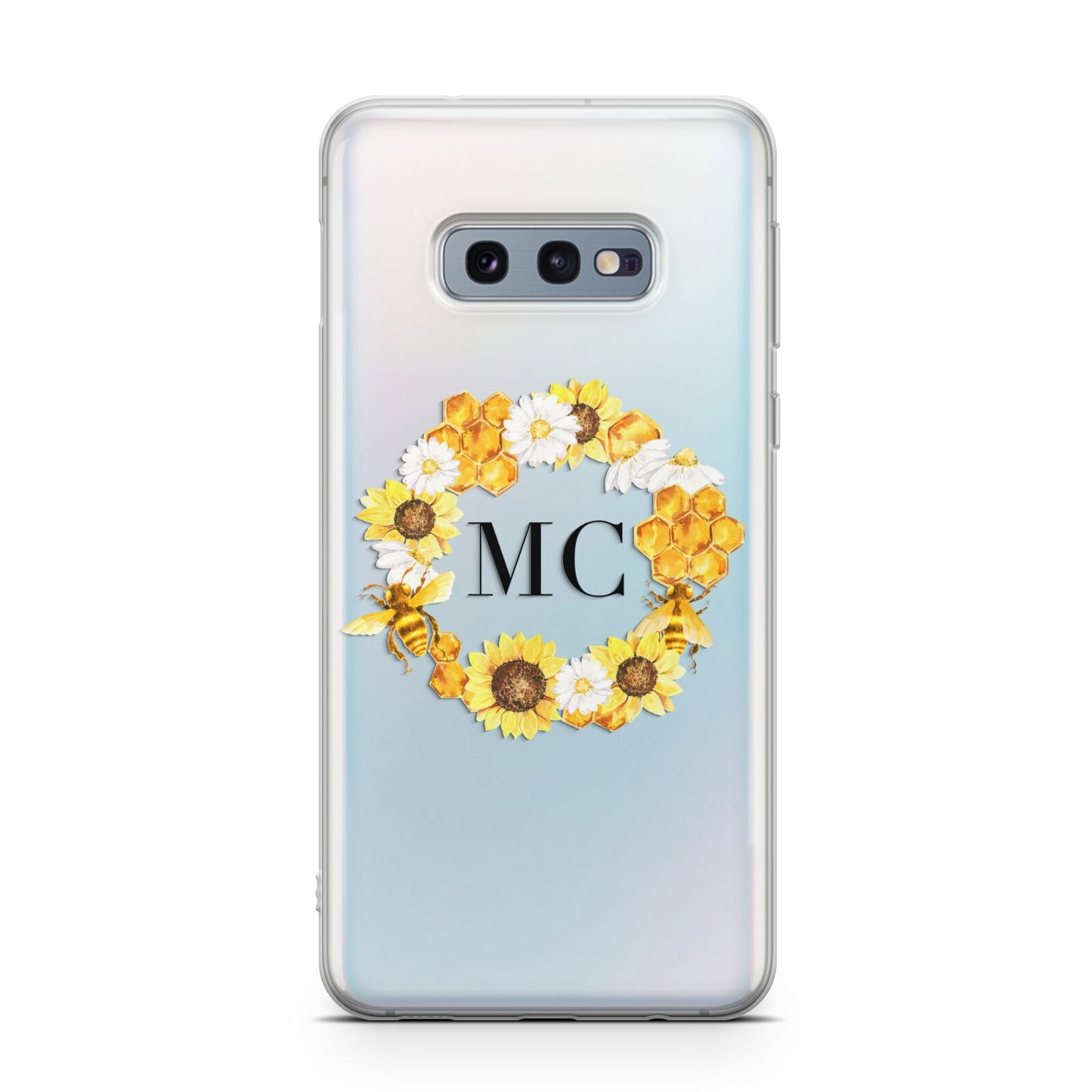 Bee Sunflower Wreath Personalised Initials Samsung Galaxy S10E Case