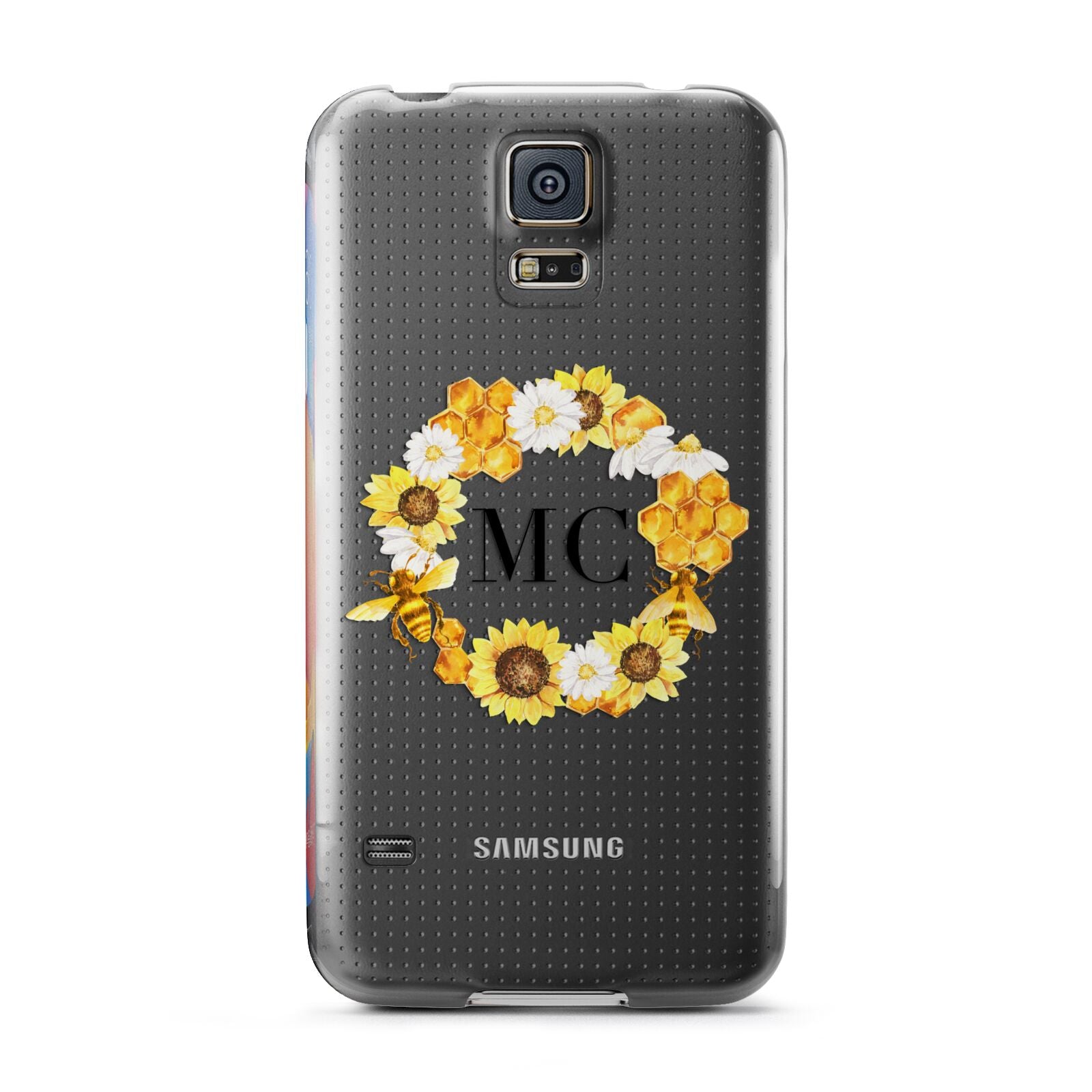 Bee Sunflower Wreath Personalised Initials Samsung Galaxy S5 Case