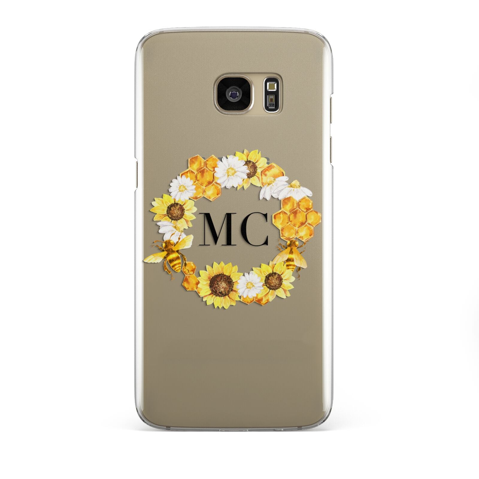 Bee Sunflower Wreath Personalised Initials Samsung Galaxy S7 Edge Case