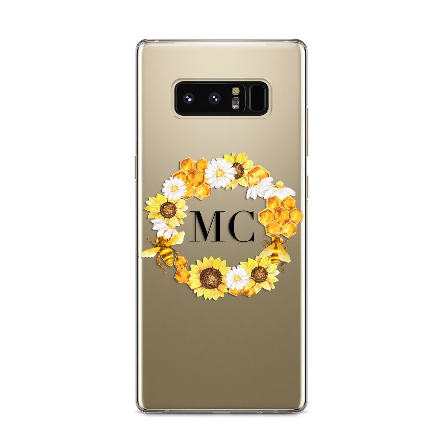 Bee Sunflower Wreath Personalised Initials Samsung Galaxy S8 Case