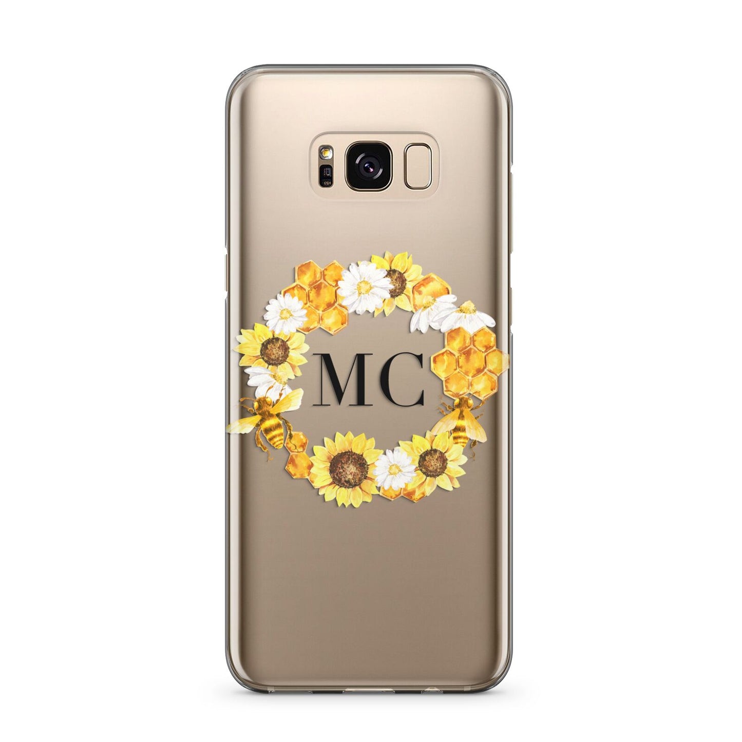 Bee Sunflower Wreath Personalised Initials Samsung Galaxy S8 Plus Case