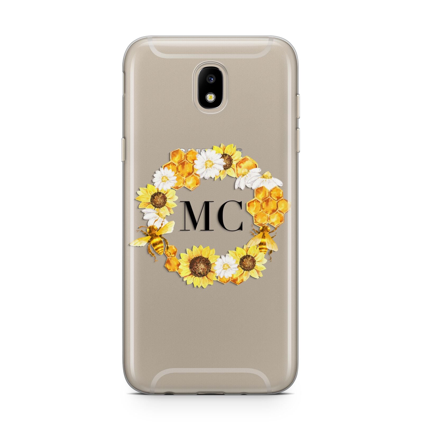 Bee Sunflower Wreath Personalised Initials Samsung J5 2017 Case