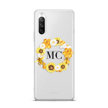 Bee Sunflower Wreath Personalised Initials Sony Xperia 10 III Case