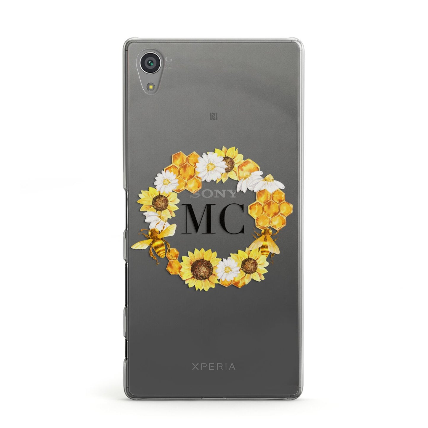 Bee Sunflower Wreath Personalised Initials Sony Xperia Case