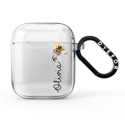 Bee in Flight Personalised Name AirPods Clear Case