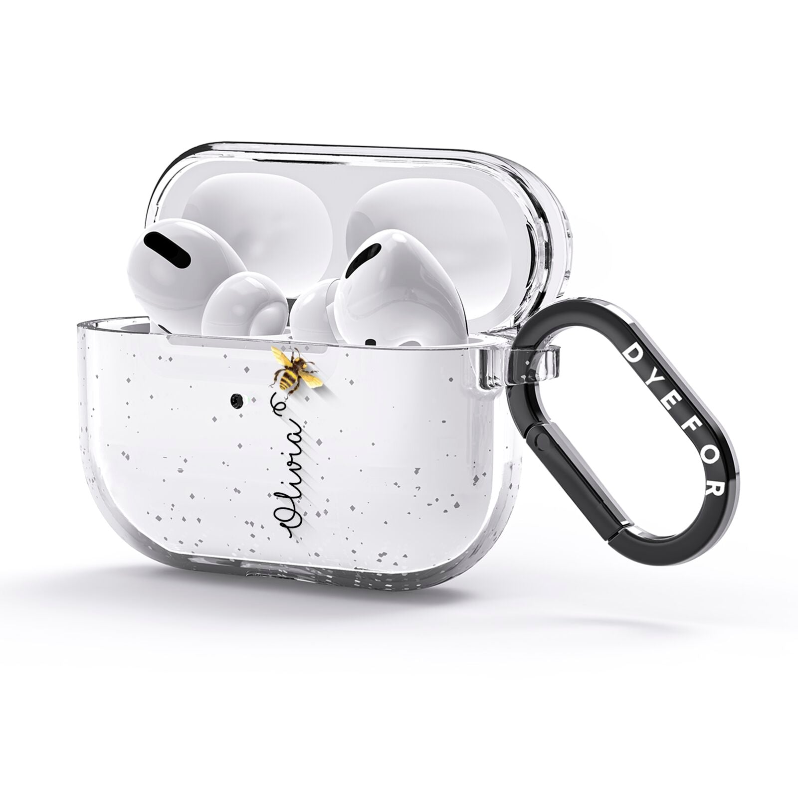 Bee in Flight Personalised Name AirPods Glitter Case 3rd Gen Side Image